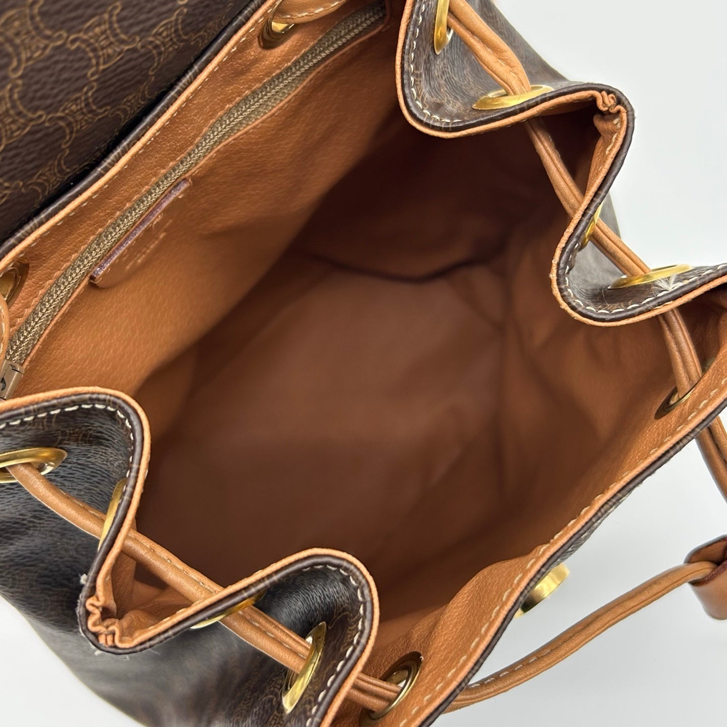 Celine Vintage Macadam Canvas Flap Backpack Brown [Used]