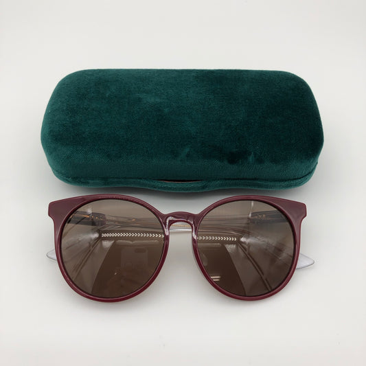 Gucci Burgundy Round Frame Sunglasses with Case [Used]