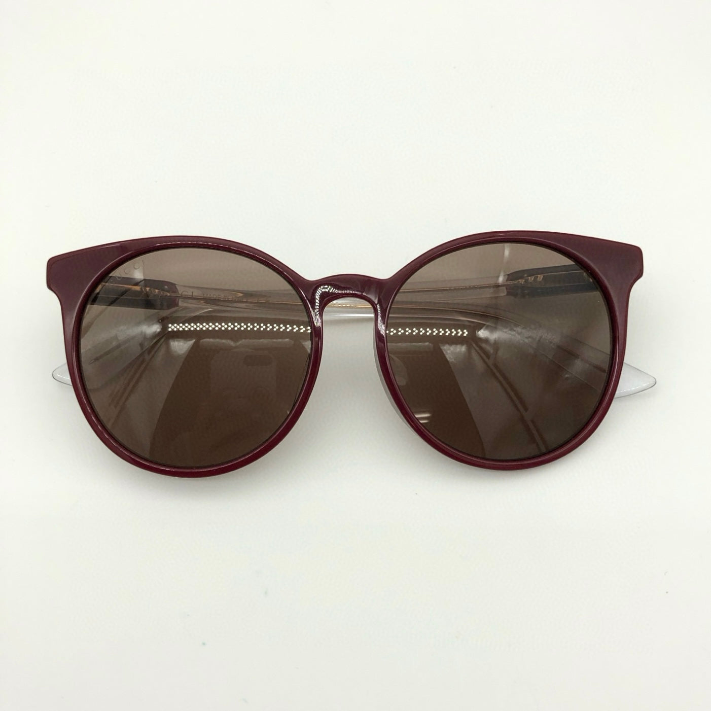Gucci Burgundy Round Frame Sunglasses with Case [Used]