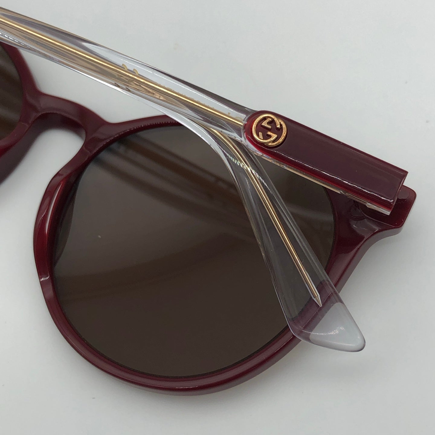 Gucci Burgundy Round Frame Sunglasses with Case [Used]