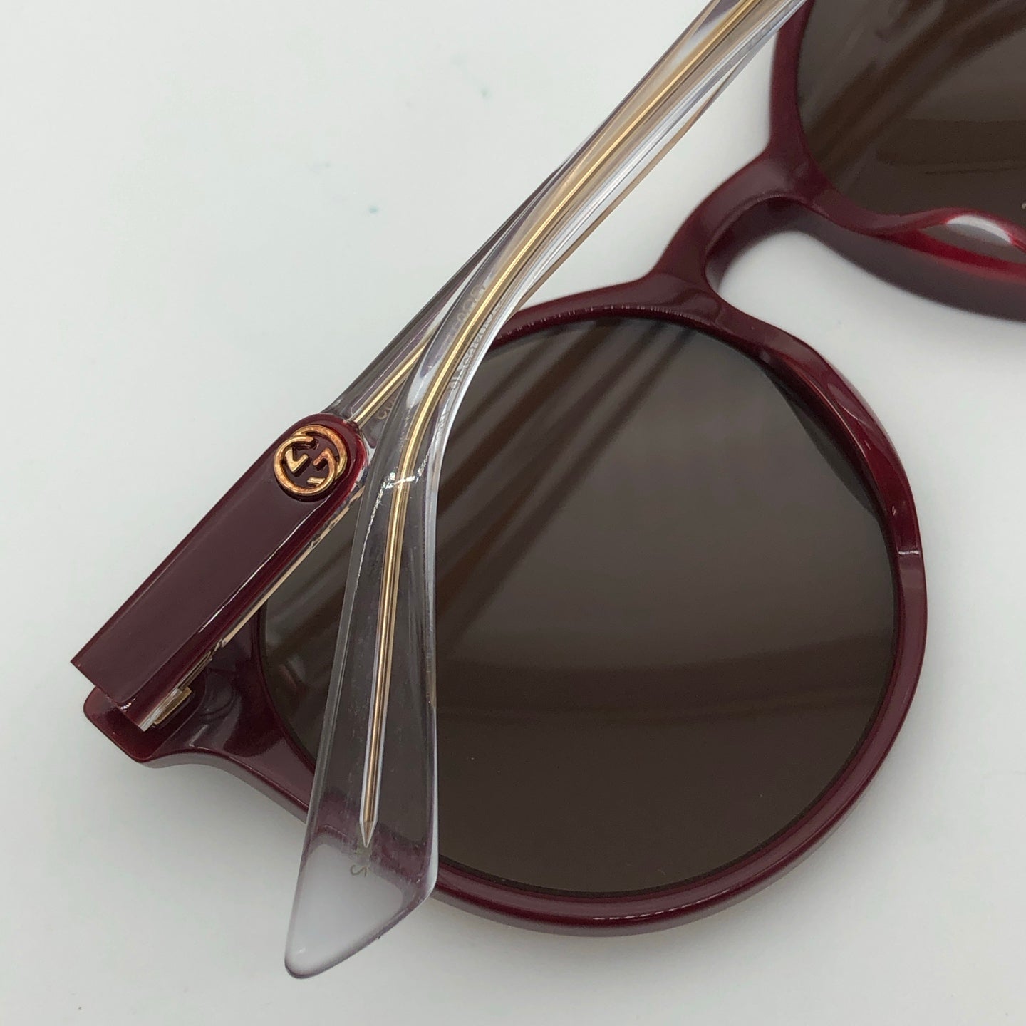 Gucci Burgundy Round Frame Sunglasses with Case [Used]