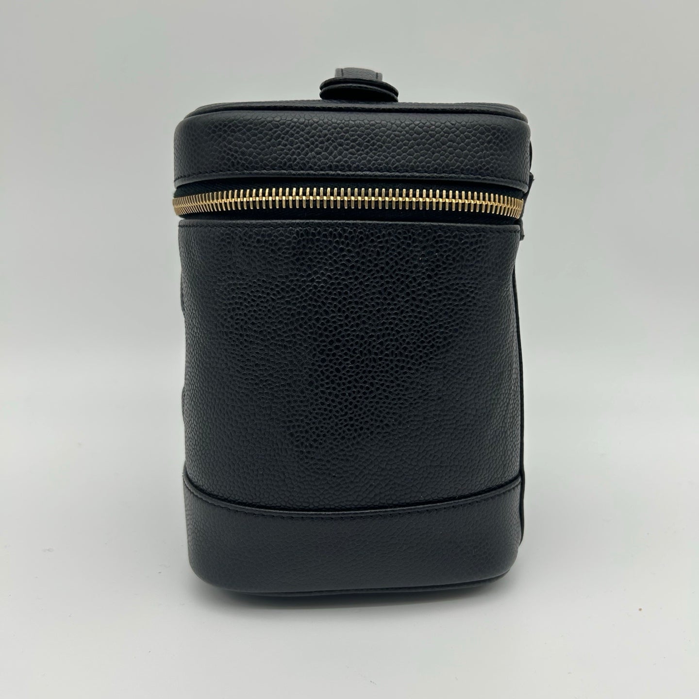 Chanel Black Calfskin Vanity Case Handbag Gold Hardware [Used]