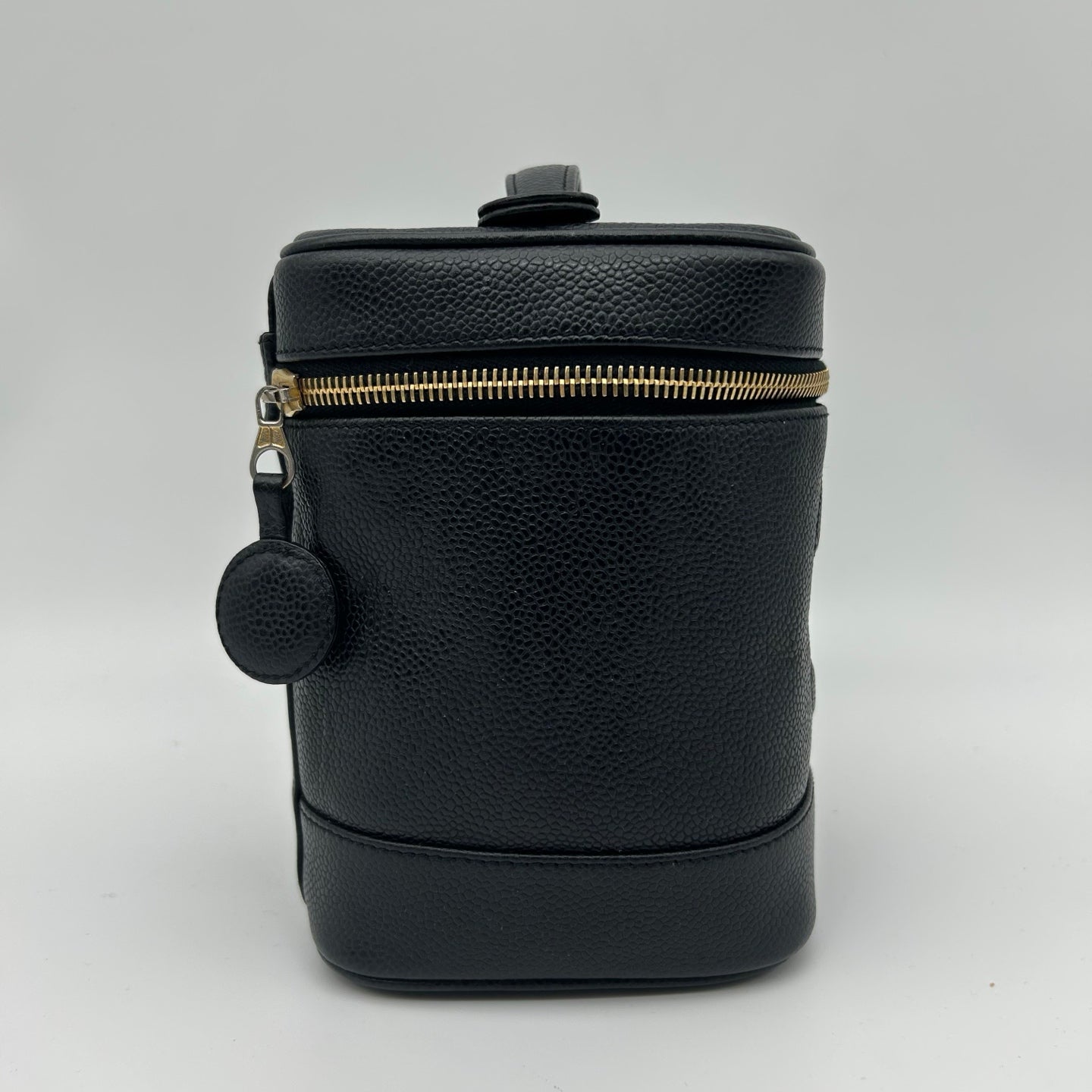 Chanel Black Calfskin Vanity Case Handbag Gold Hardware [Used]