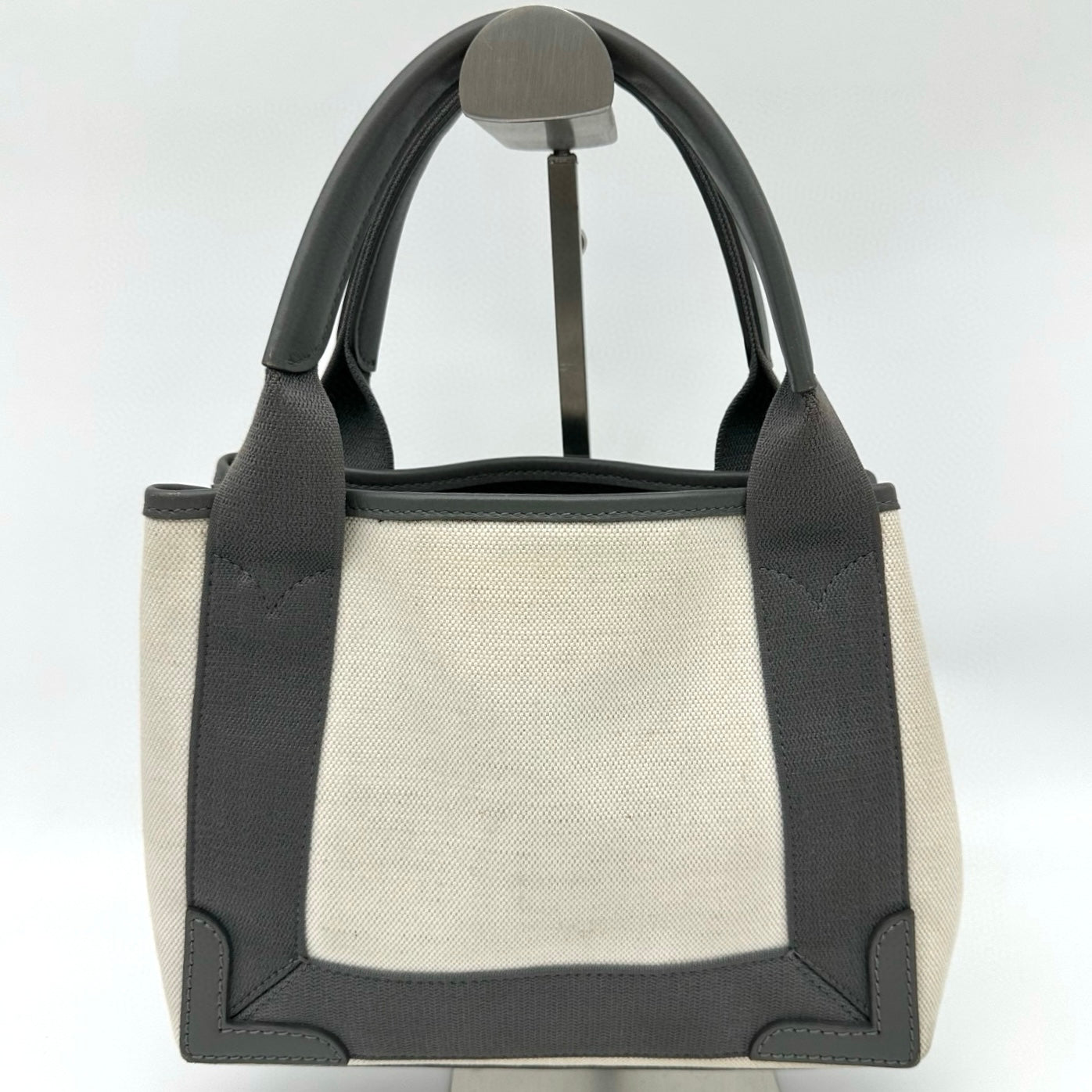 Balenciaga Cabas XS Canvas Tote Bag Gray / White with Pouch [Used]