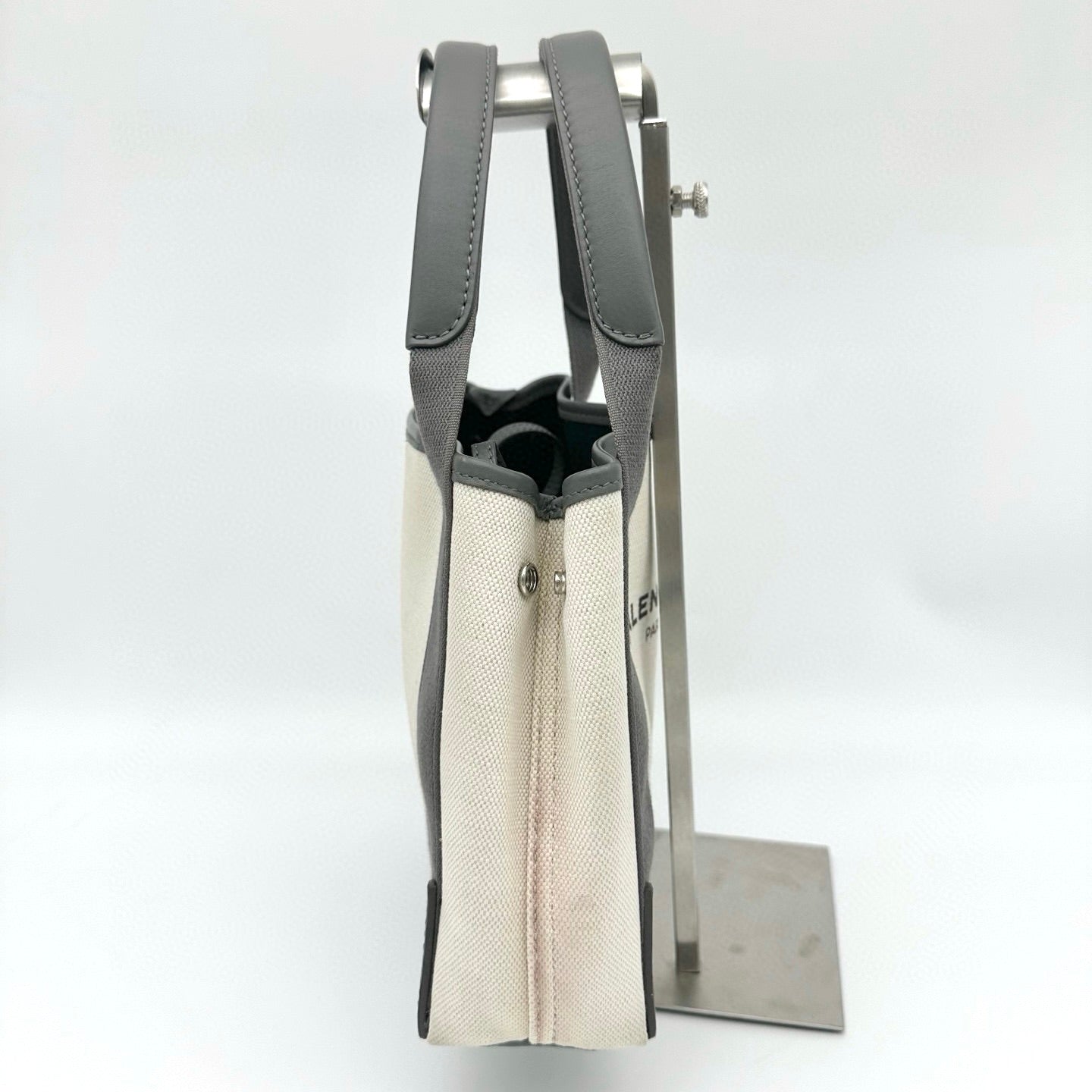 Balenciaga Cabas XS Canvas Tote Bag Gray / White with Pouch [Used]