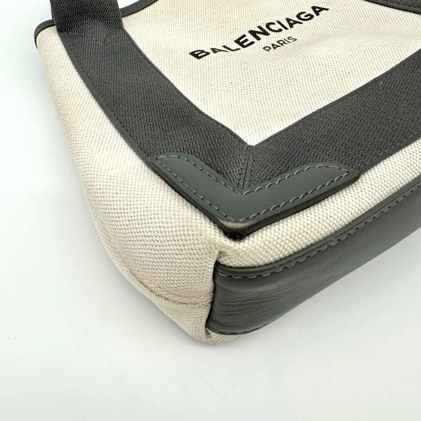 Balenciaga Cabas XS Canvas Tote Bag Gray / White with Pouch [Used]