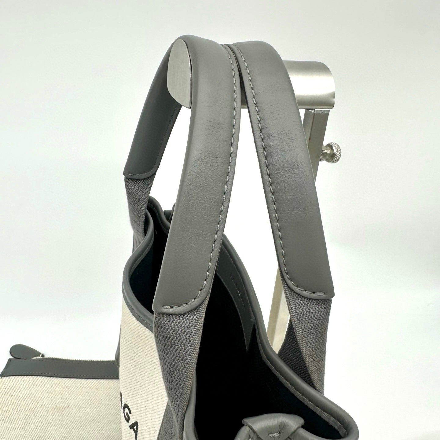 Balenciaga Cabas XS Canvas Tote Bag Gray / White with Pouch [Used]