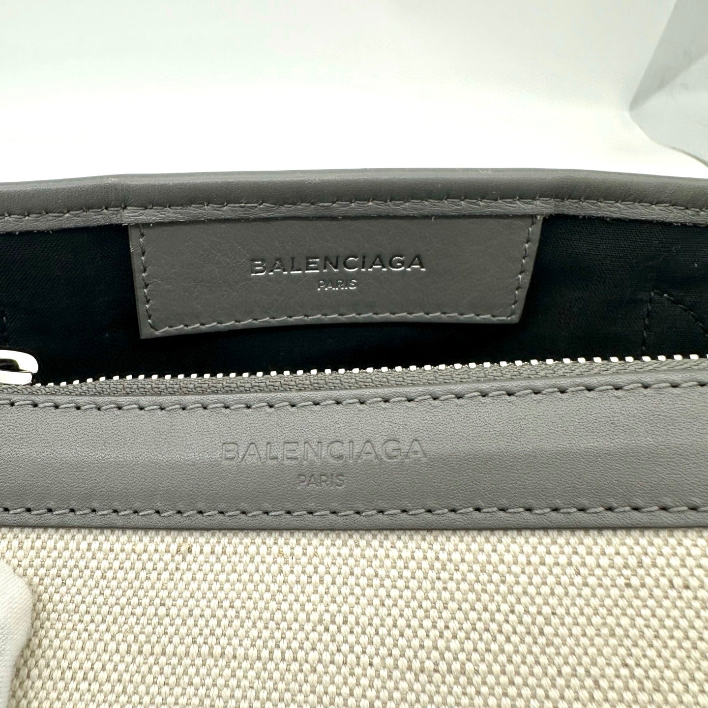 Balenciaga Cabas XS Canvas Tote Bag Gray / White with Pouch [Used]