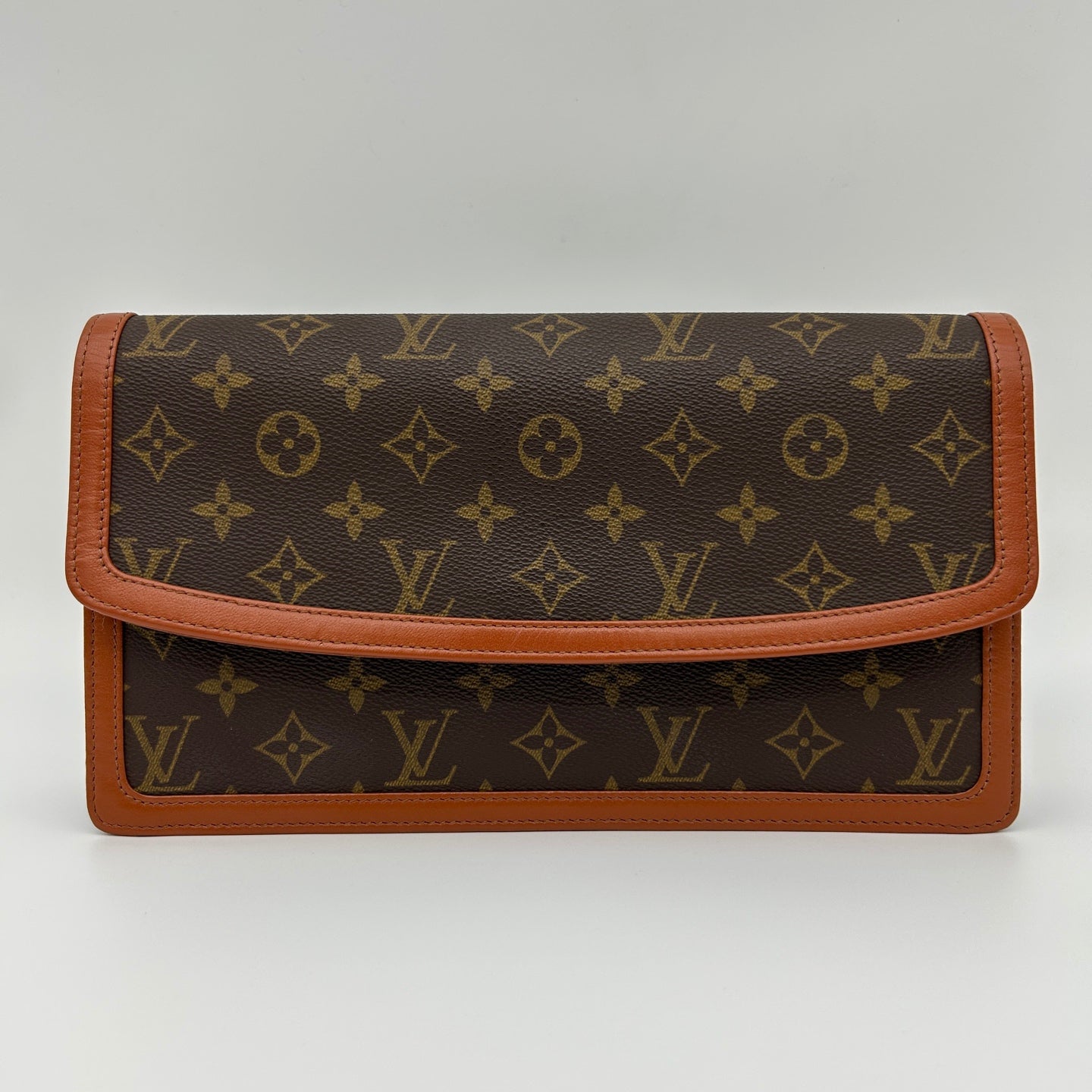 Louis Vuitton Vintage Monogram Leather Trim Envelope Clutch [Used]