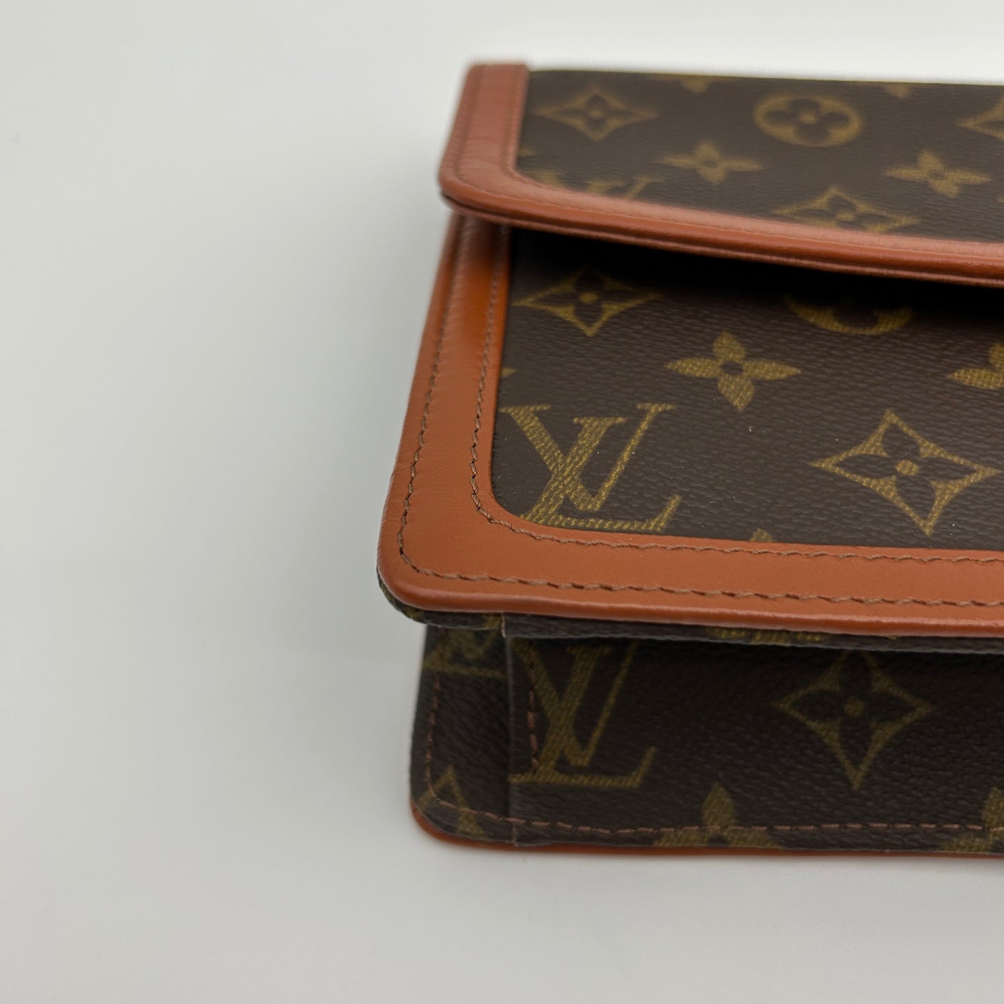 Louis Vuitton Vintage Monogram Leather Trim Envelope Clutch [Used]