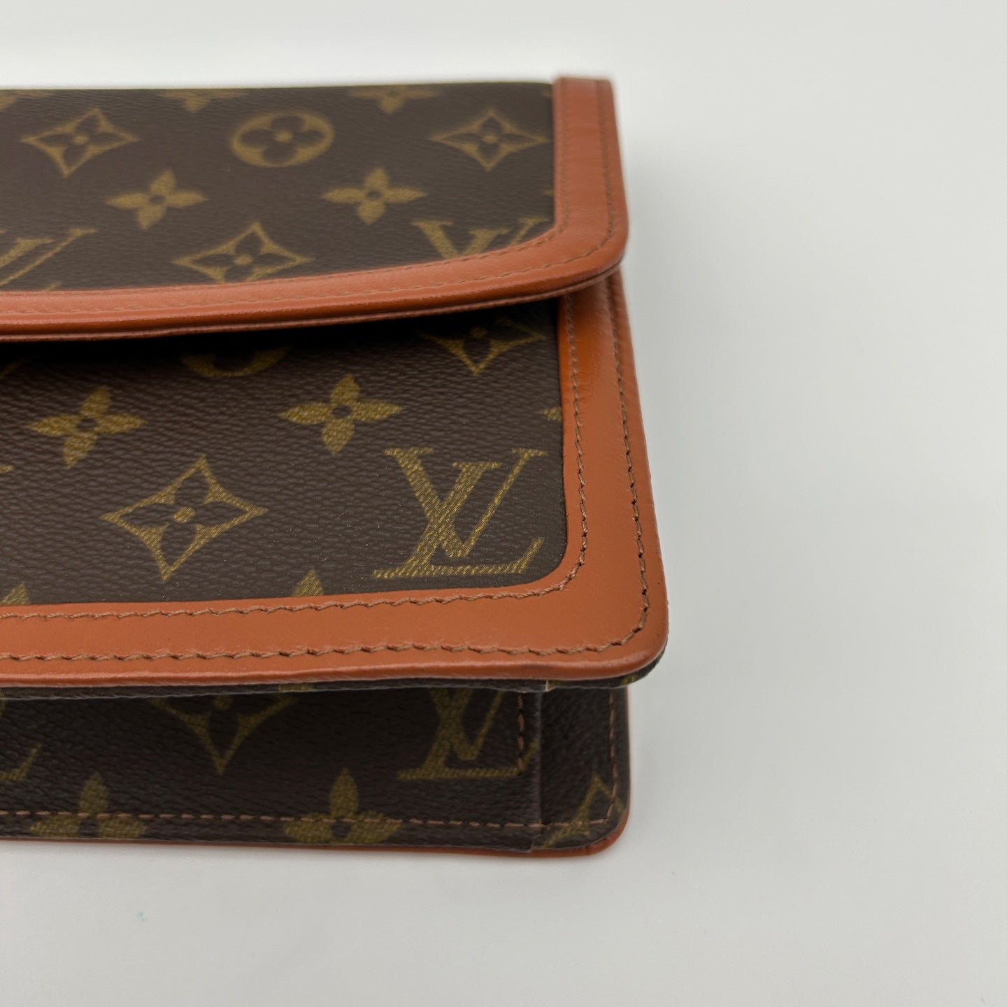 Louis Vuitton Vintage Monogram Leather Trim Envelope Clutch [Used]