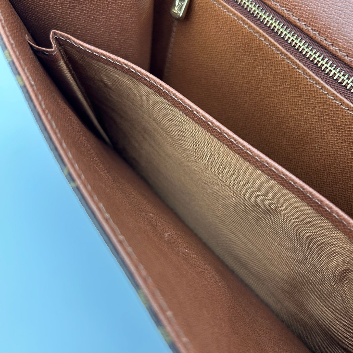 Louis Vuitton Vintage Monogram Leather Trim Envelope Clutch [Used]