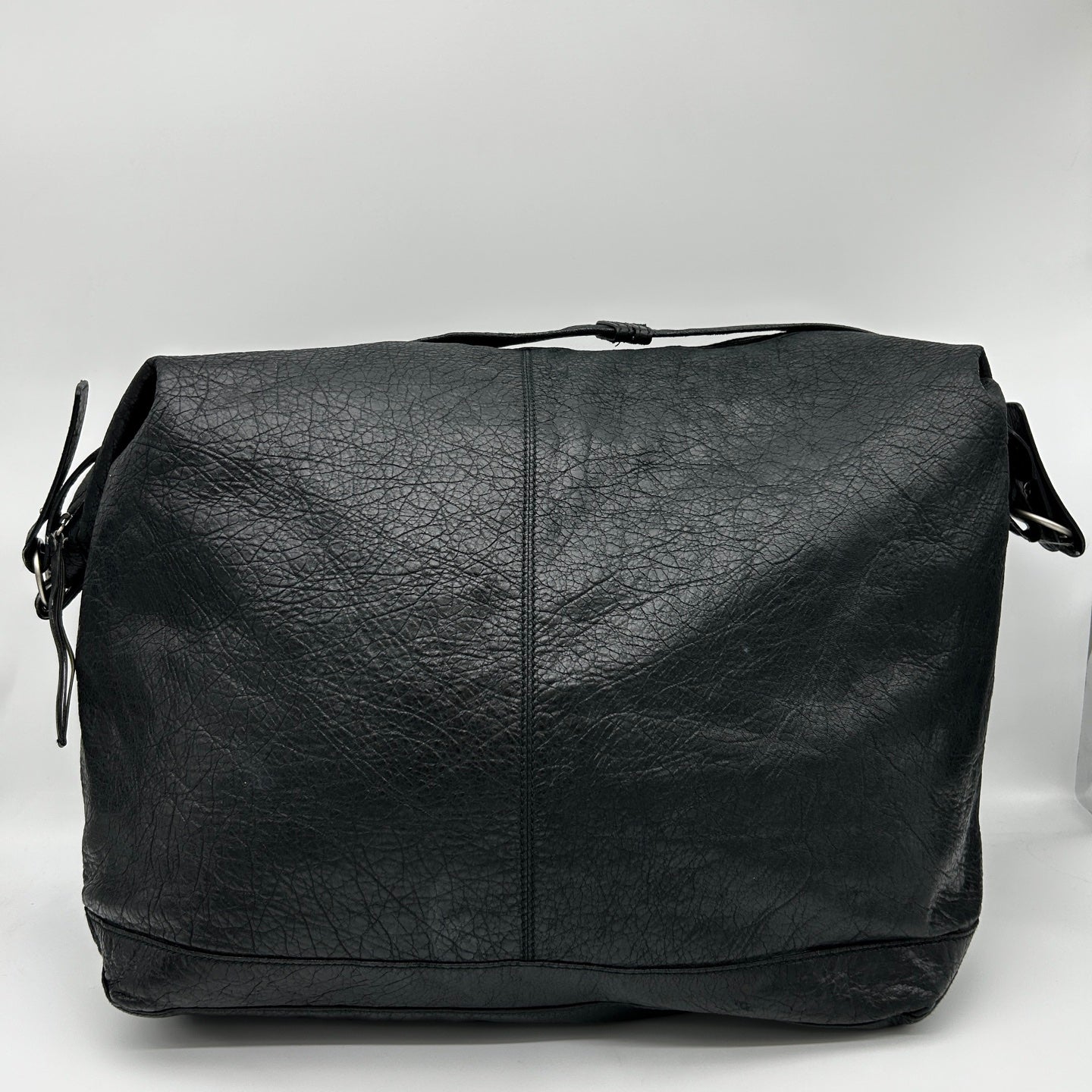 Balenciaga Black Waxed Leather Motorcycle Travel Bag Large [Used]