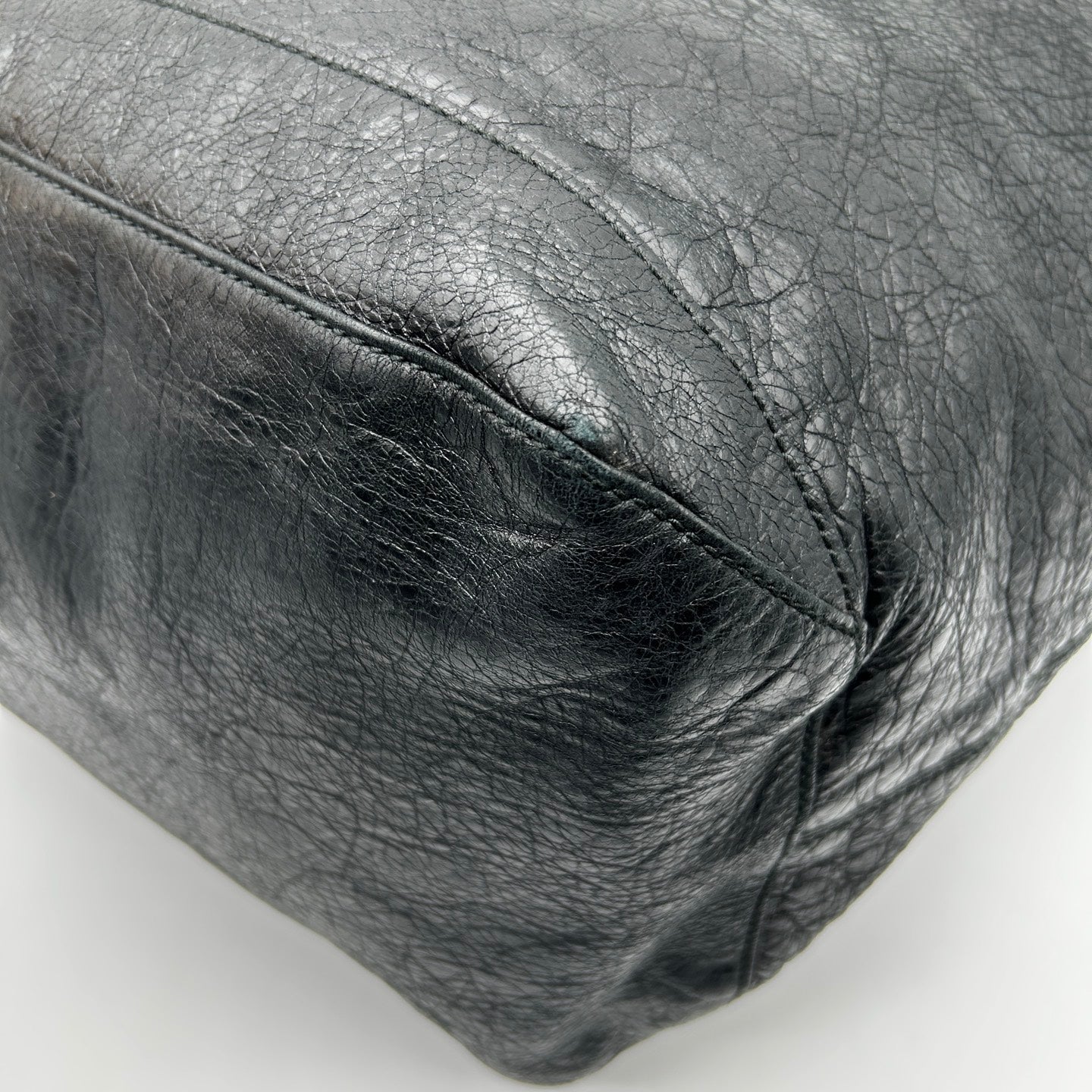 Balenciaga Black Waxed Leather Motorcycle Travel Bag Large [Used]