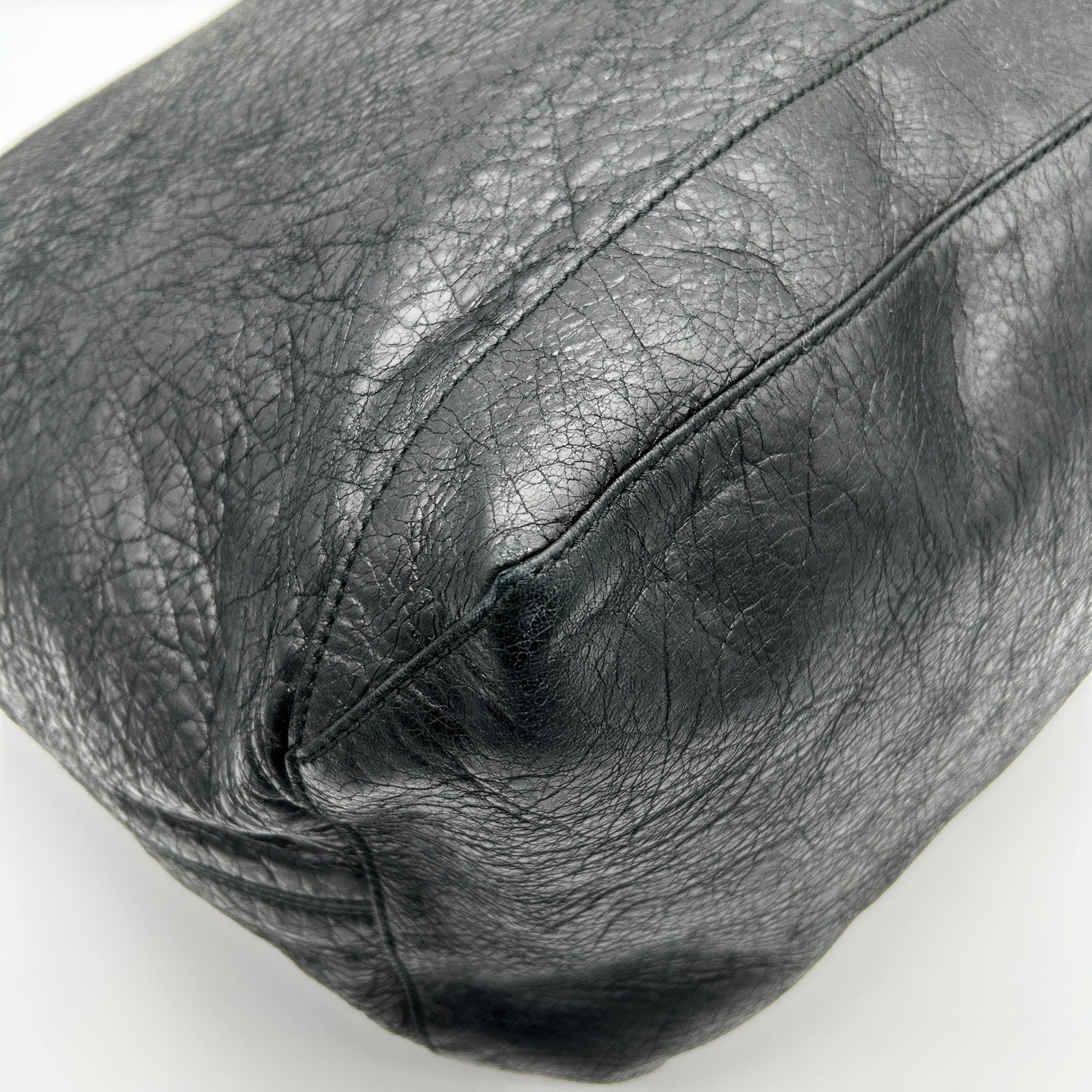 Balenciaga Black Waxed Leather Motorcycle Travel Bag Large [Used]