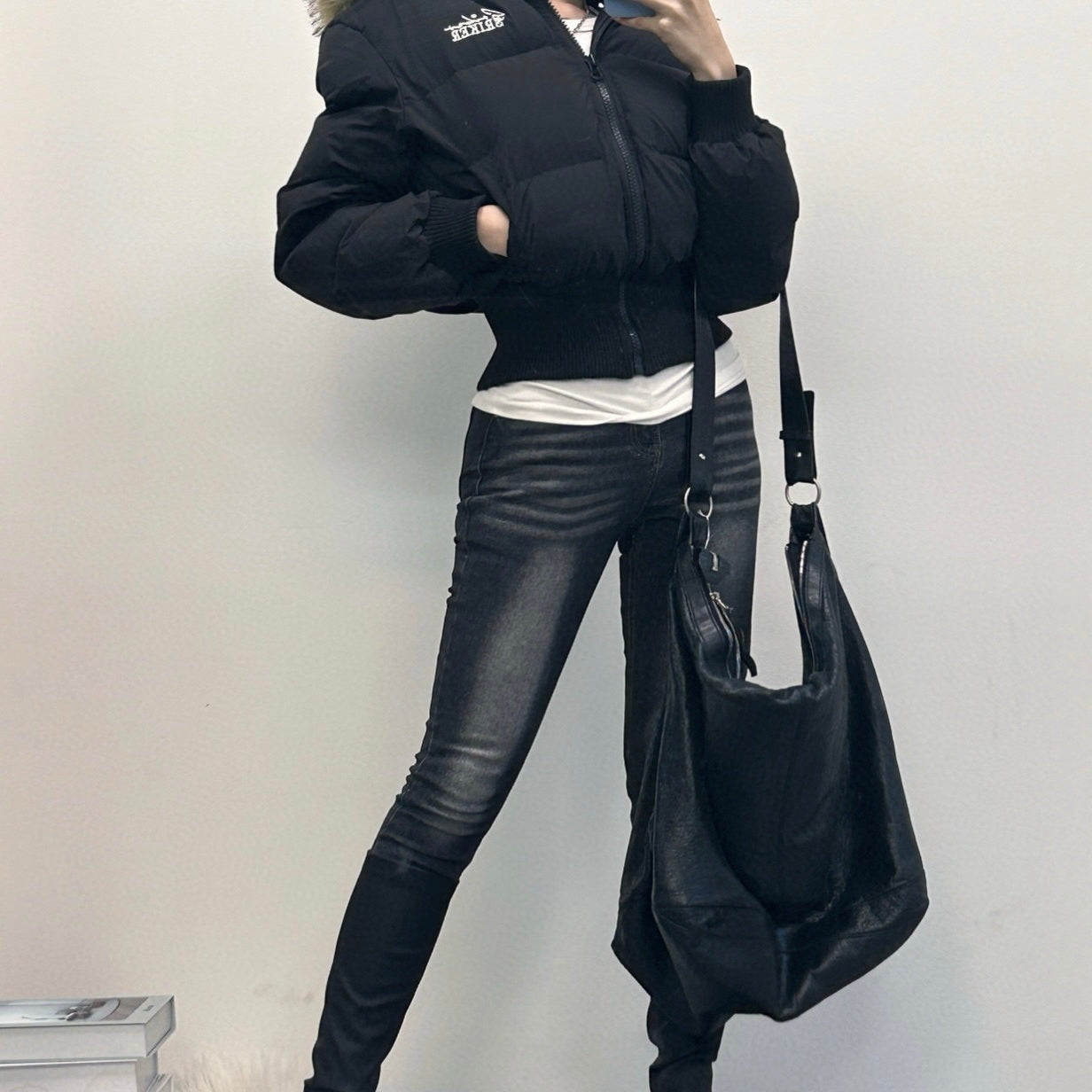 Balenciaga Black Waxed Leather Motorcycle Travel Bag Large [Used]