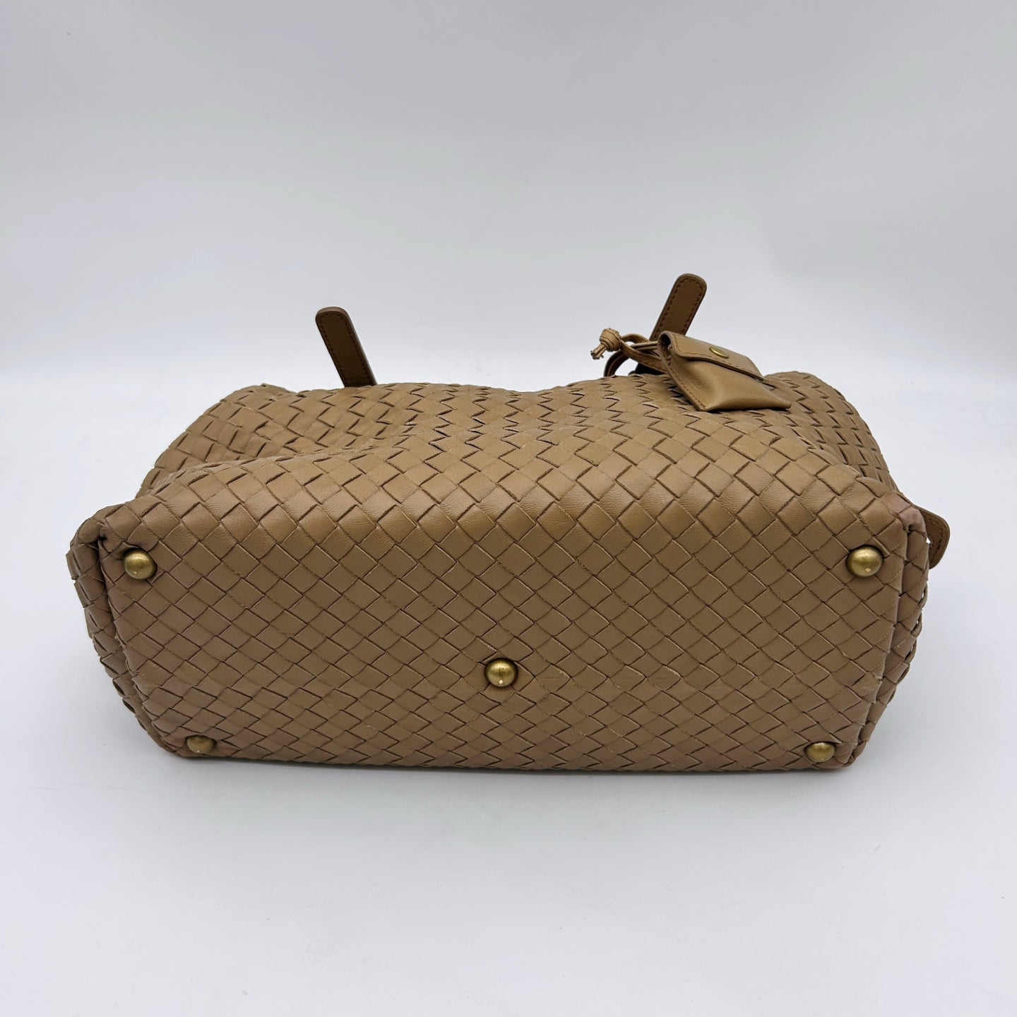 Bottega Veneta Beige Intrecciato Small Boston Top Handle Bag [Used]