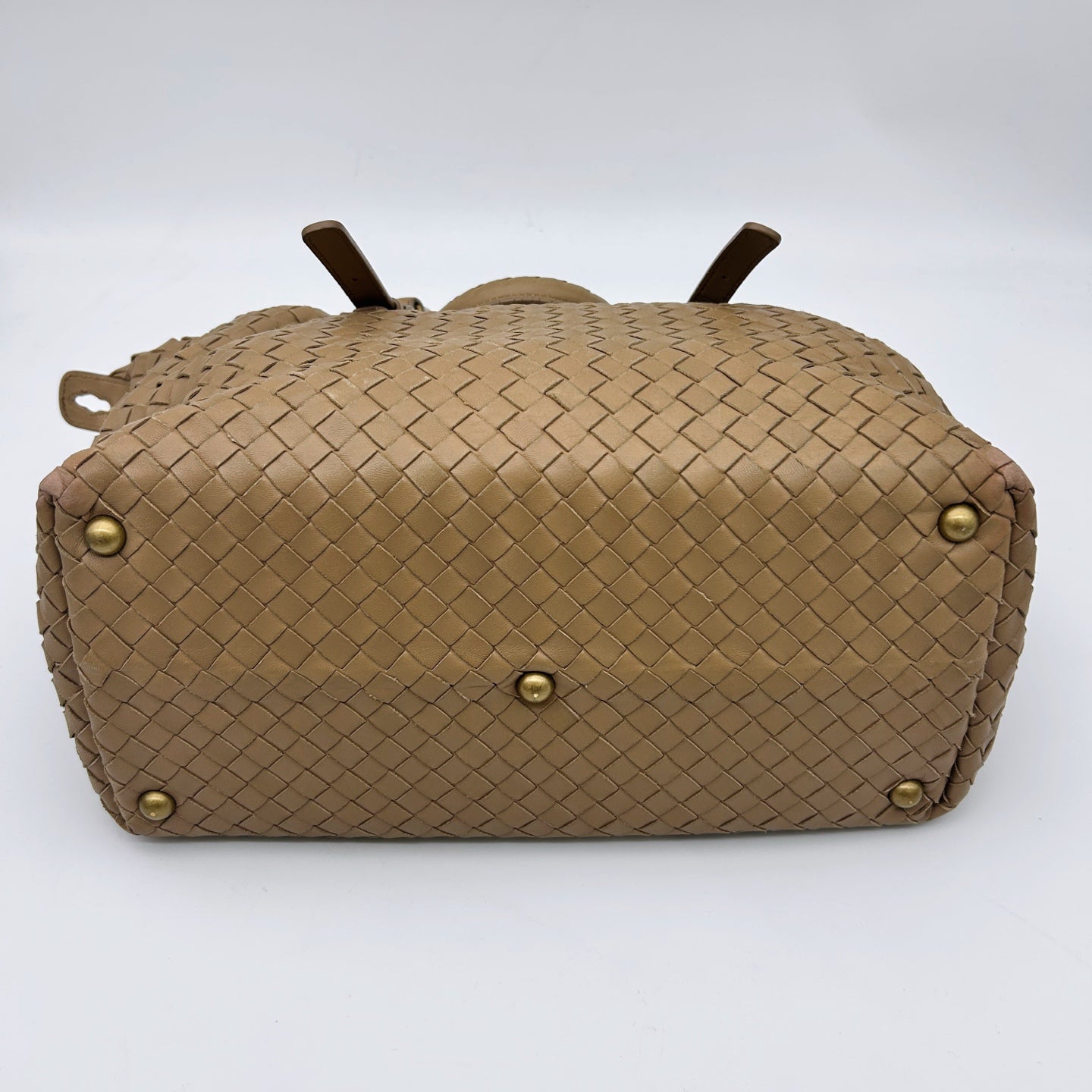 Bottega Veneta Beige Intrecciato Small Boston Top Handle Bag [Used]