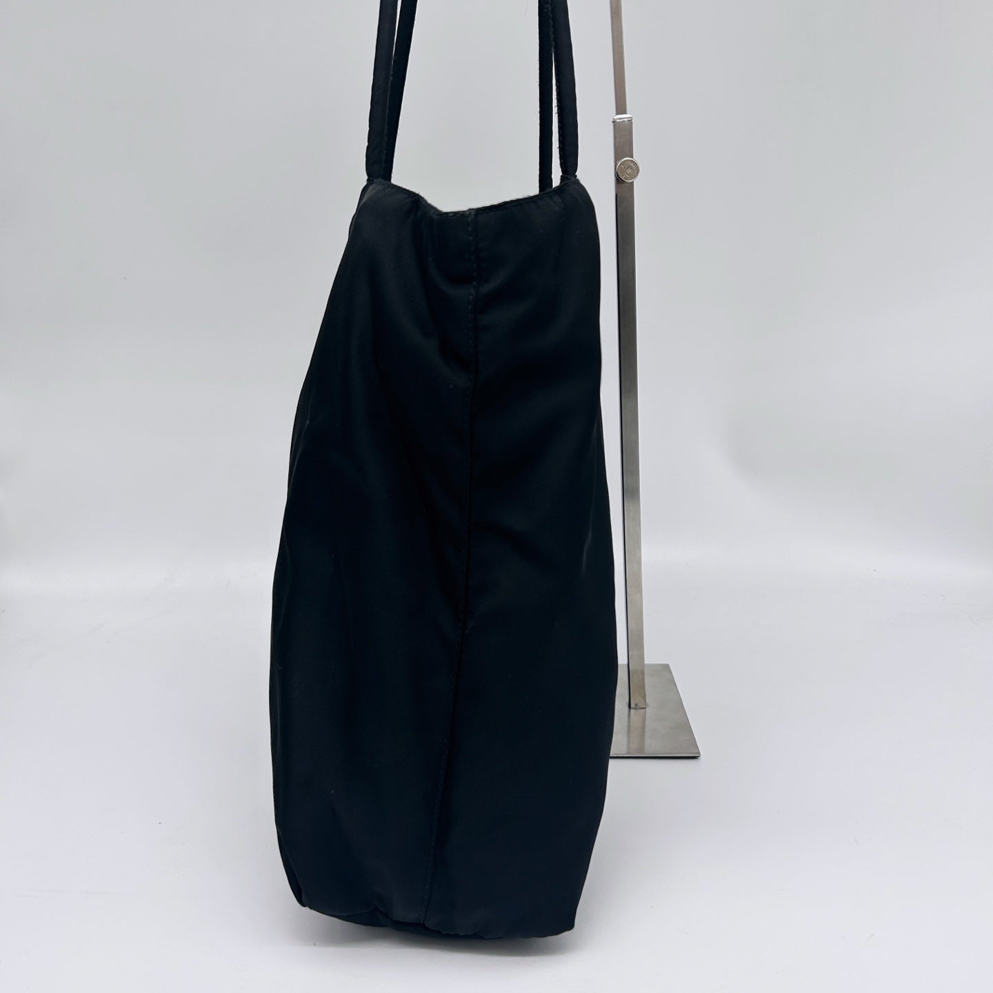 Prada Black Nylon Tote Bag Silver Logo Plate [Used]
