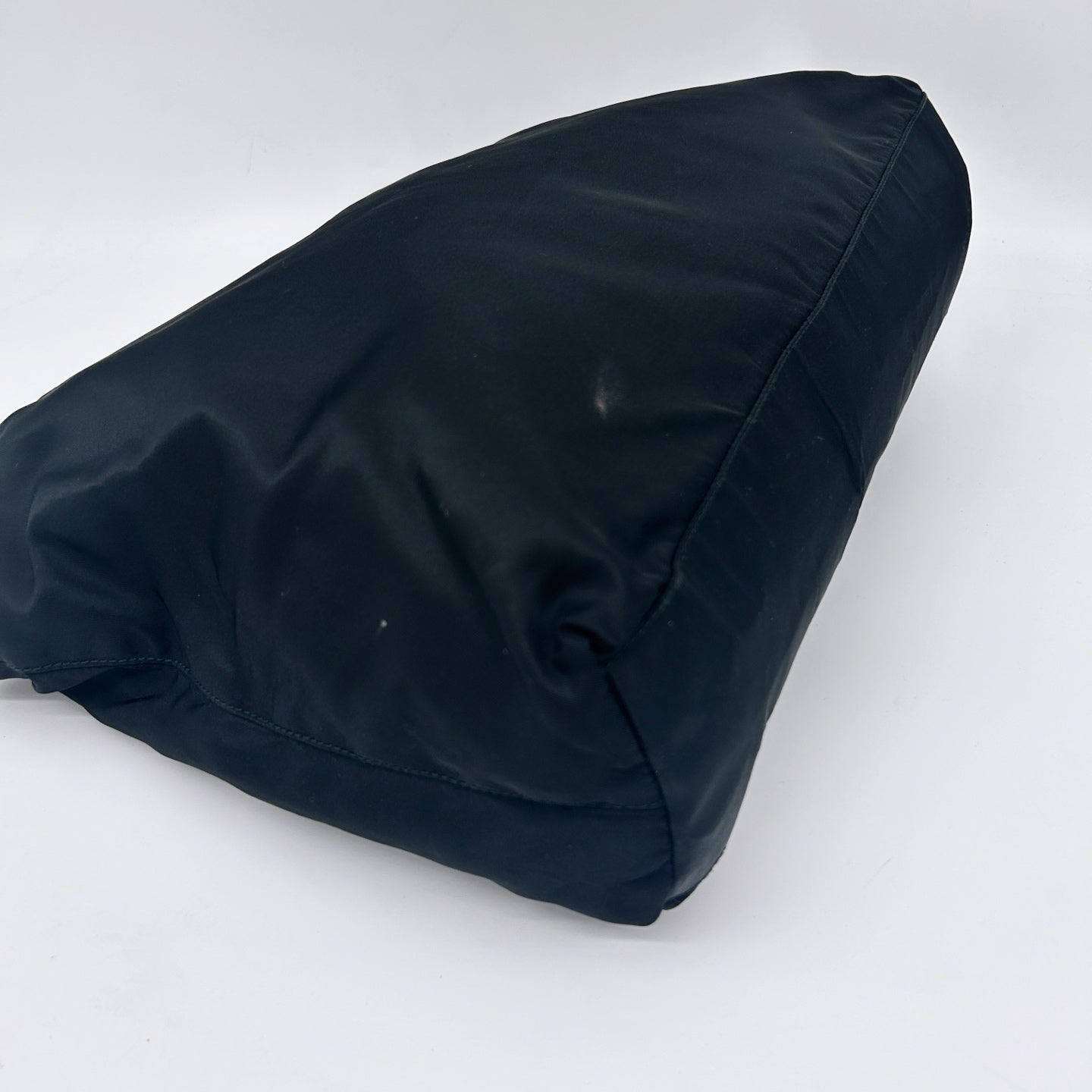 Prada Black Nylon Tote Bag Silver Logo Plate [Used]