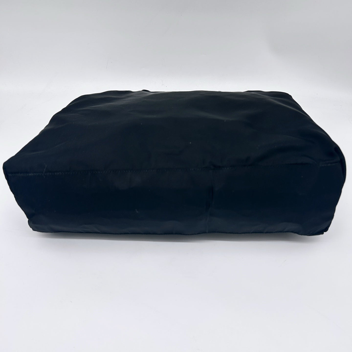 Prada Black Nylon Tote Bag Silver Logo Plate [Used]