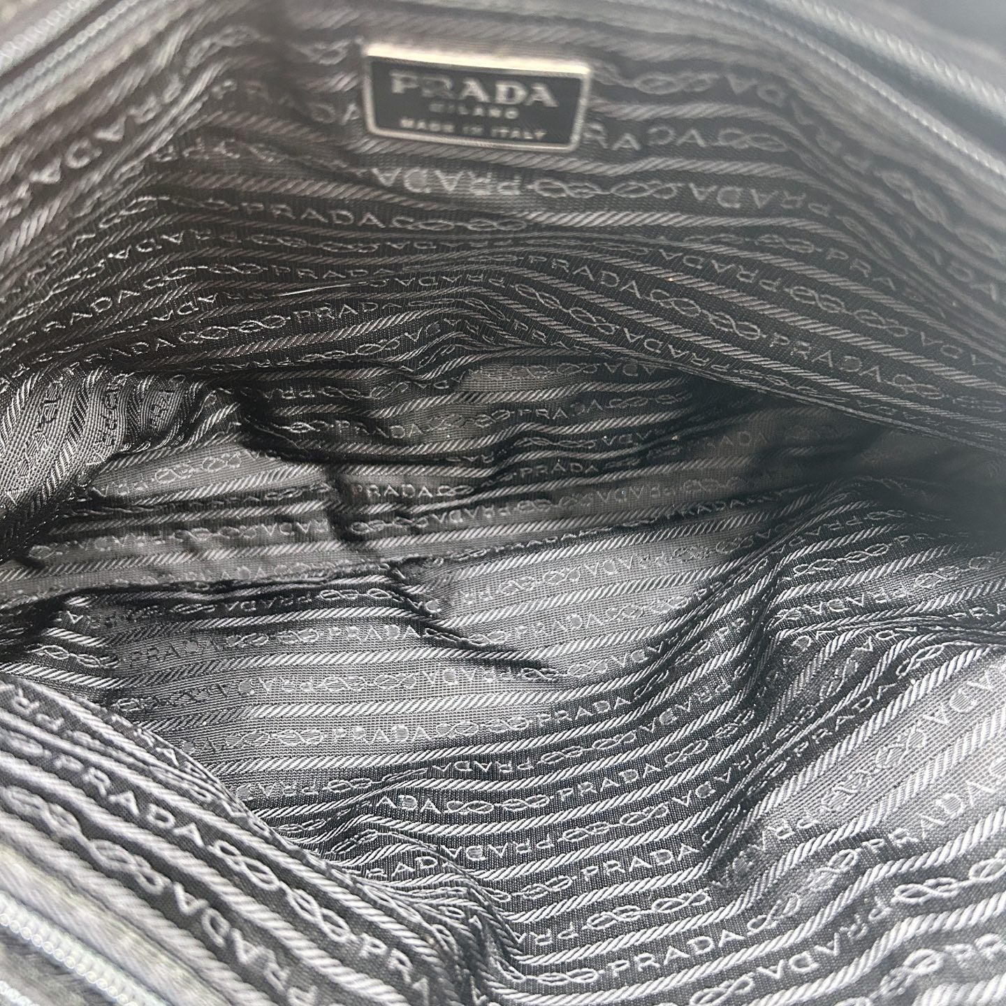 Prada Black Nylon Tote Bag Silver Logo Plate [Used]
