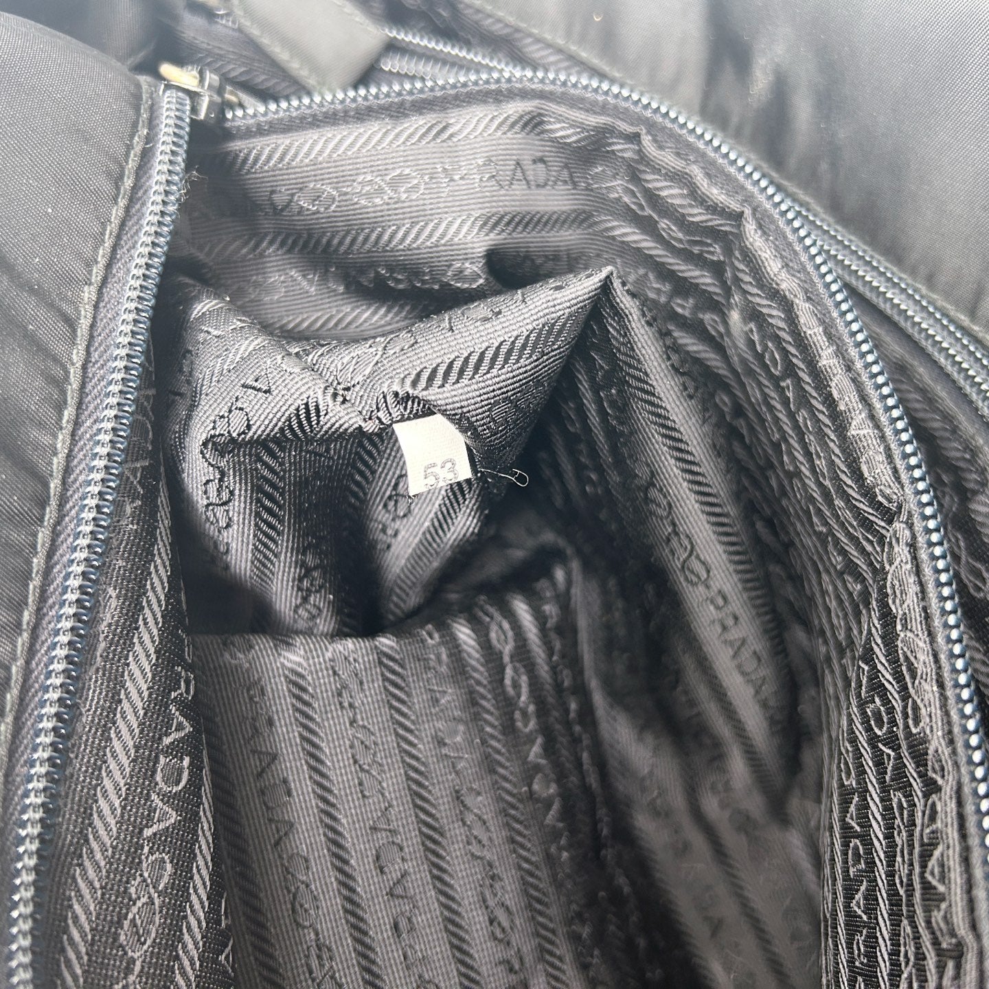 Prada Black Nylon Tote Bag Silver Logo Plate [Used]