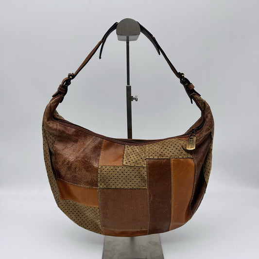 Dior Brown Patchwork Leather Hobo Shoulder Bag [Used]