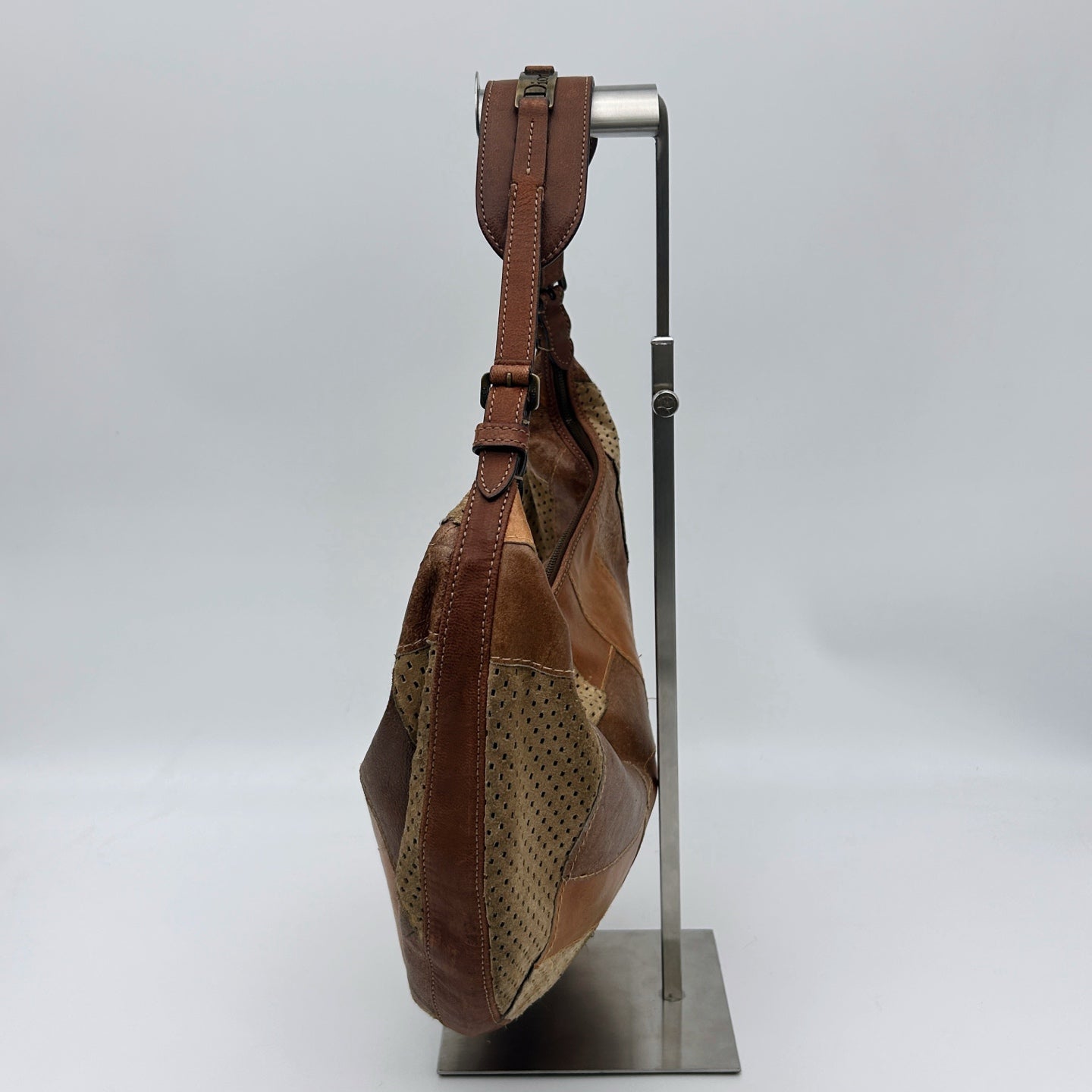 Dior Brown Patchwork Leather Hobo Shoulder Bag [Used]