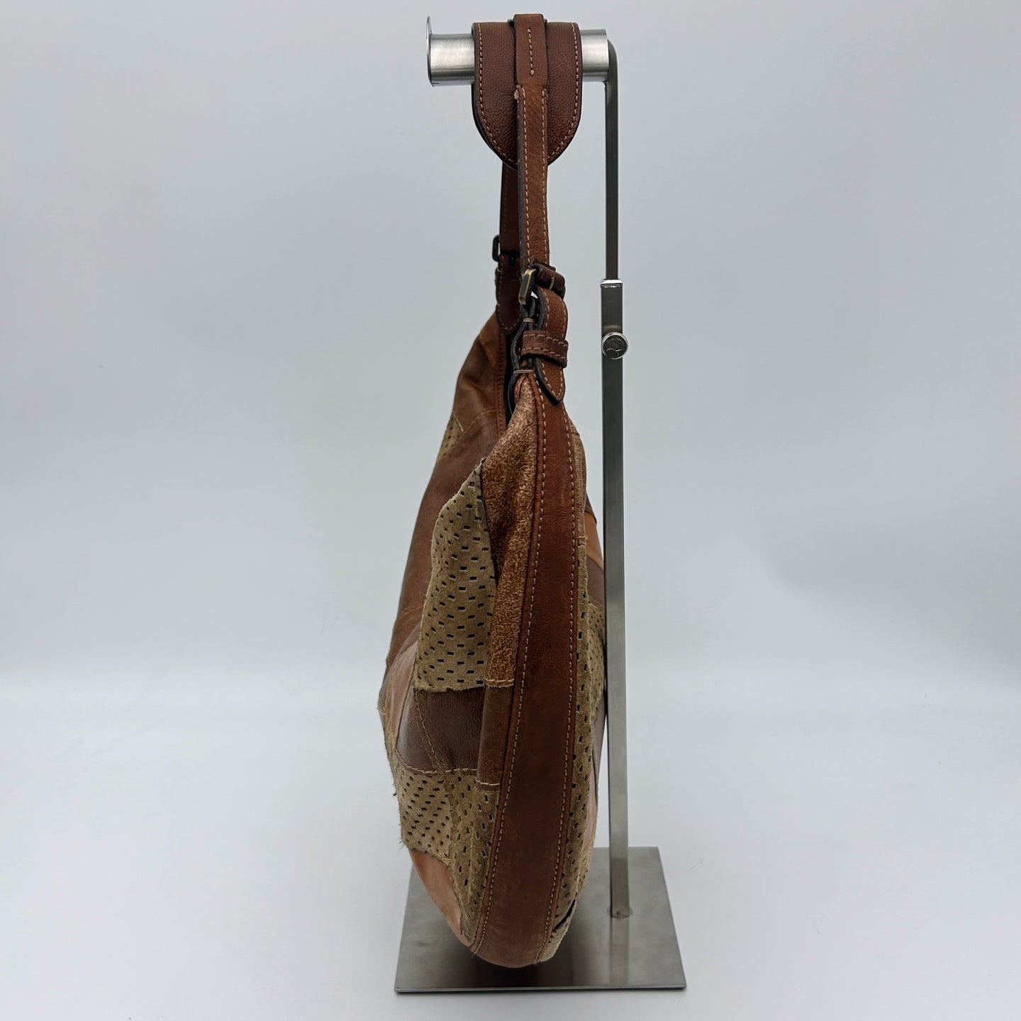 Dior Brown Patchwork Leather Hobo Shoulder Bag [Used]