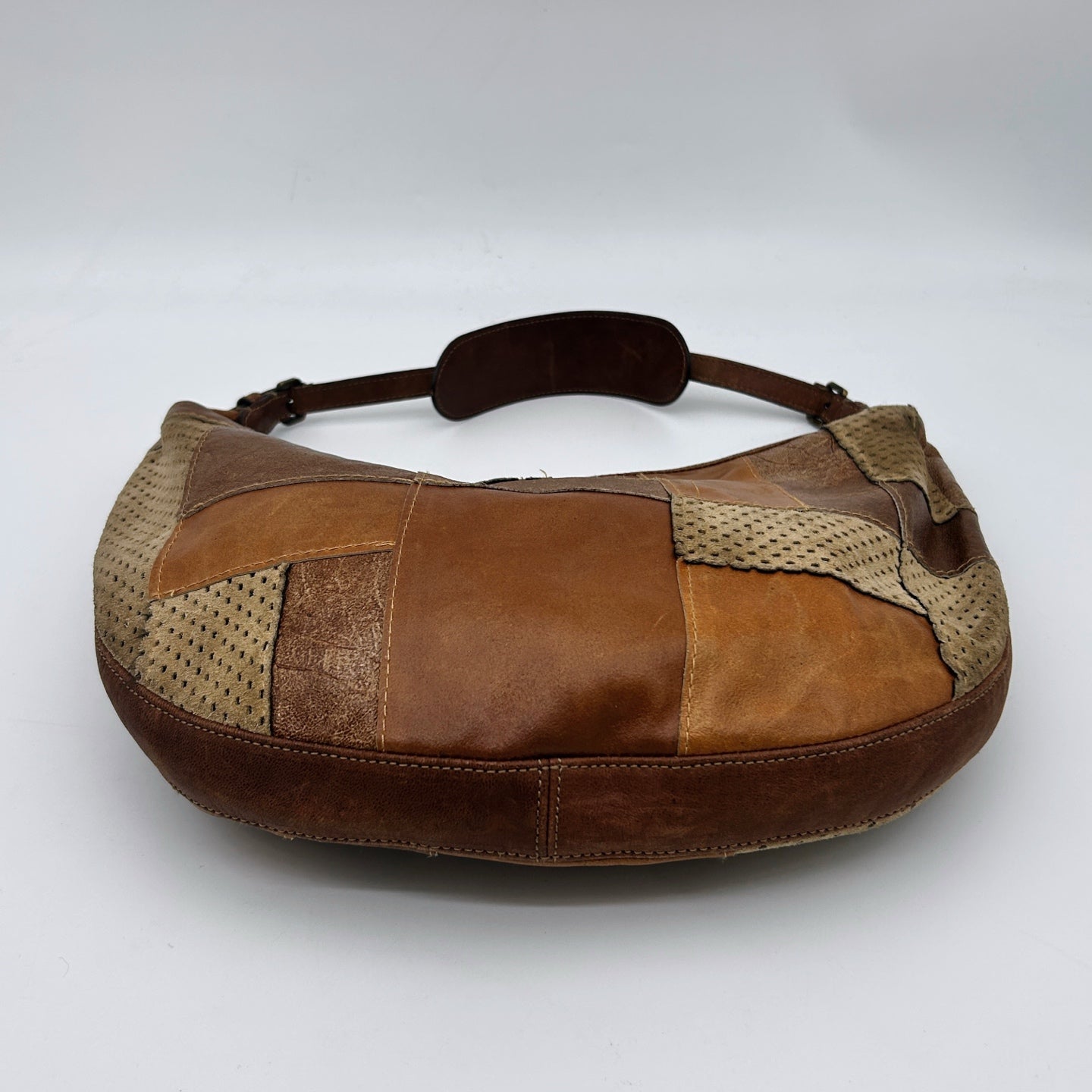 Dior Brown Patchwork Leather Hobo Shoulder Bag [Used]