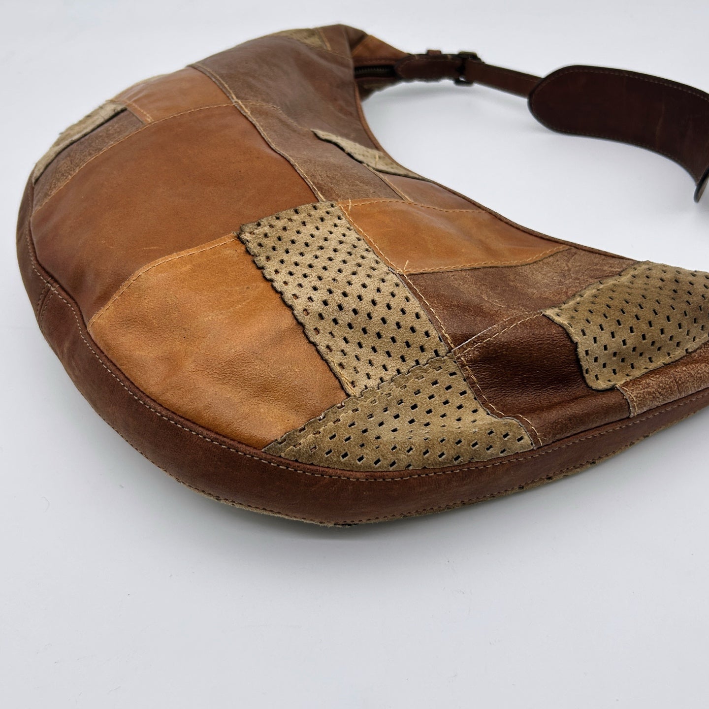 Dior Brown Patchwork Leather Hobo Shoulder Bag [Used]