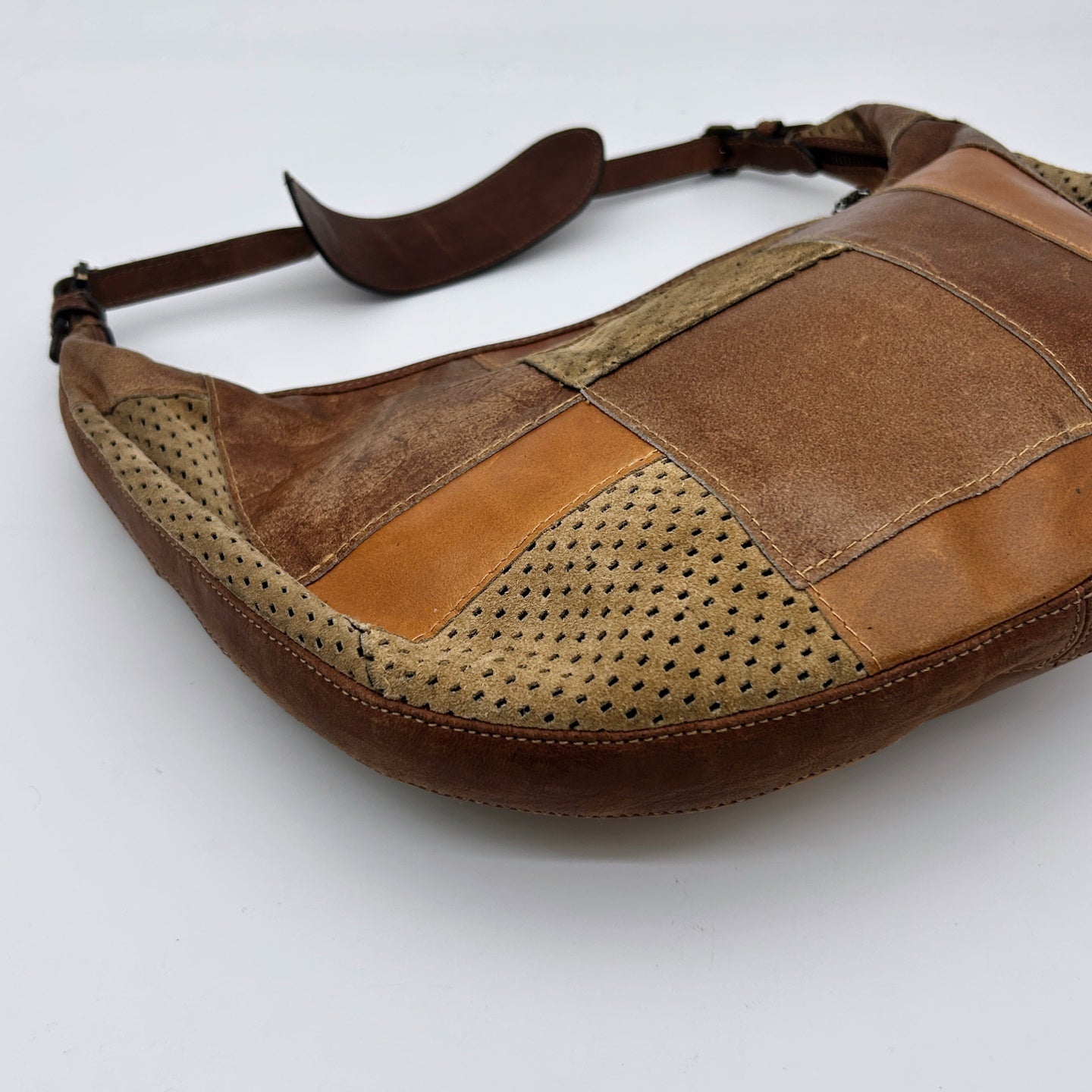 Dior Brown Patchwork Leather Hobo Shoulder Bag [Used]