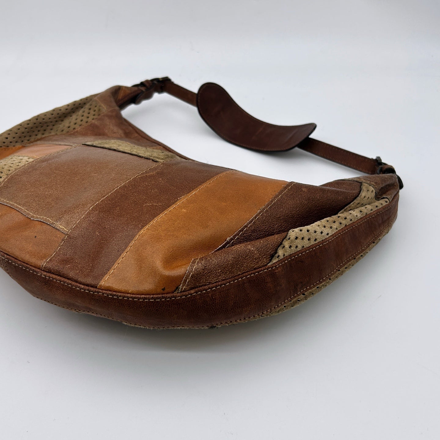 Dior Brown Patchwork Leather Hobo Shoulder Bag [Used]