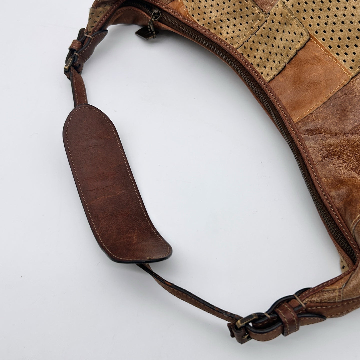 Dior Brown Patchwork Leather Hobo Shoulder Bag [Used]