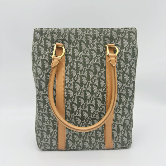 Dior Green Trotter Canvas Tote Bag [Used]