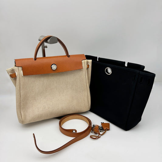 Hermès Herbag PM Beige Canvas with Leather Trim 2Way Bag [Used]