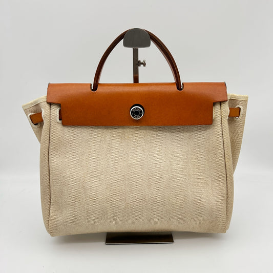 Hermès Herbag PM Beige Canvas with Leather Trim 2Way Bag [Used]