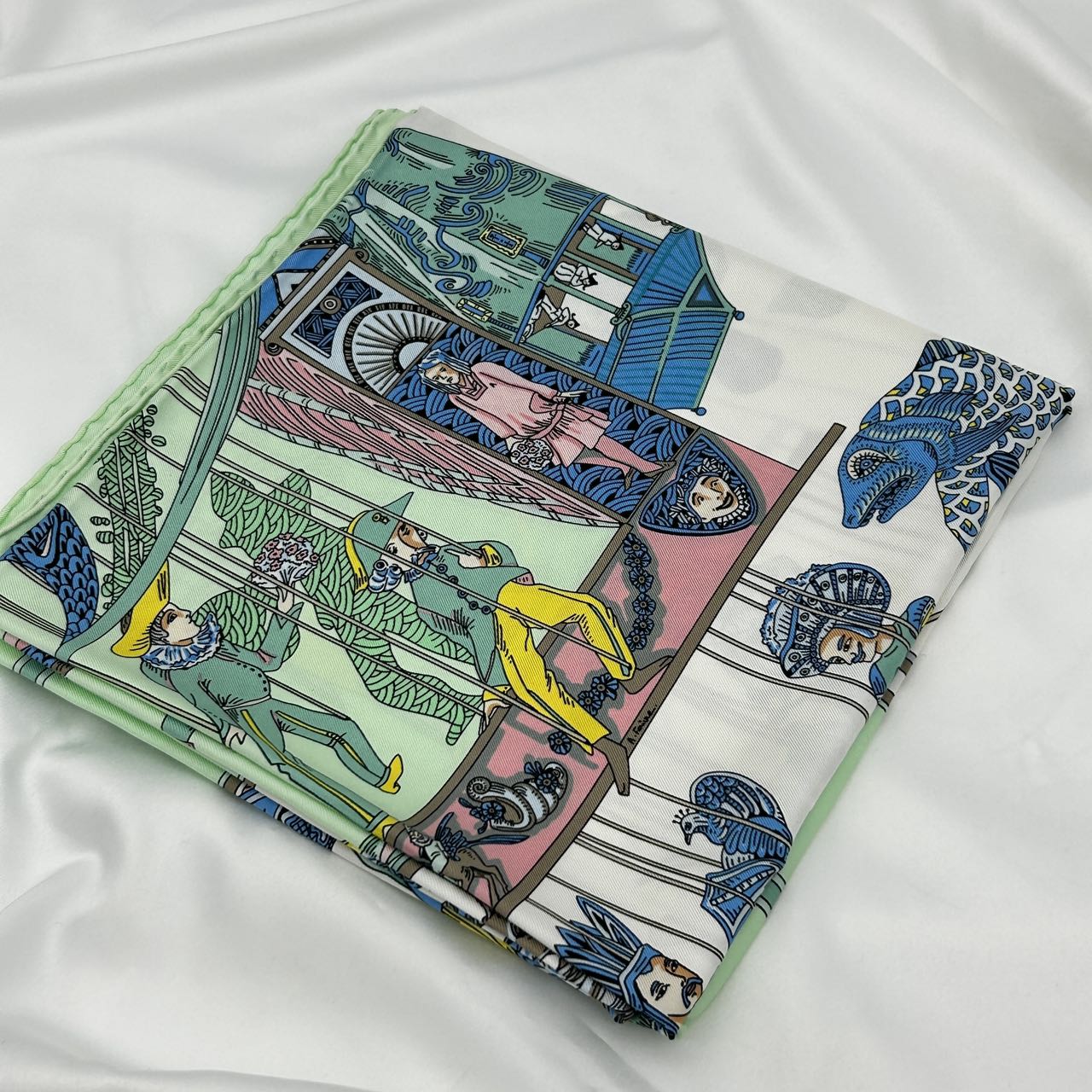 Hermès “Le Temps des Marionnettes” Silk Scarf 90 [Used]