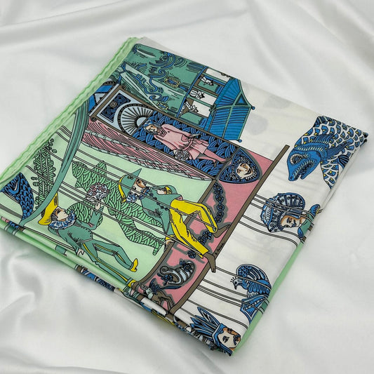 Hermès “Le Temps des Marionnettes” Silk Scarf 90 [Used]