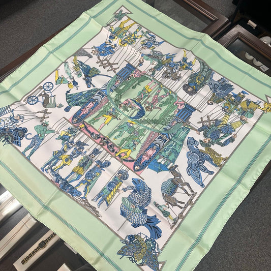 Hermès “Le Temps des Marionnettes” Silk Scarf 90 [Used]