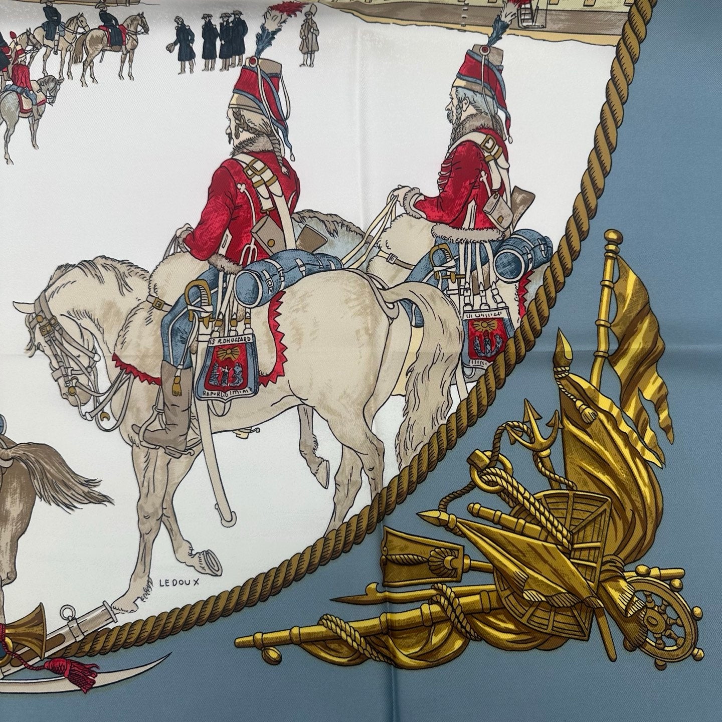 Hermès “La Marine en Galère” Silk Scarf 90 [Used]