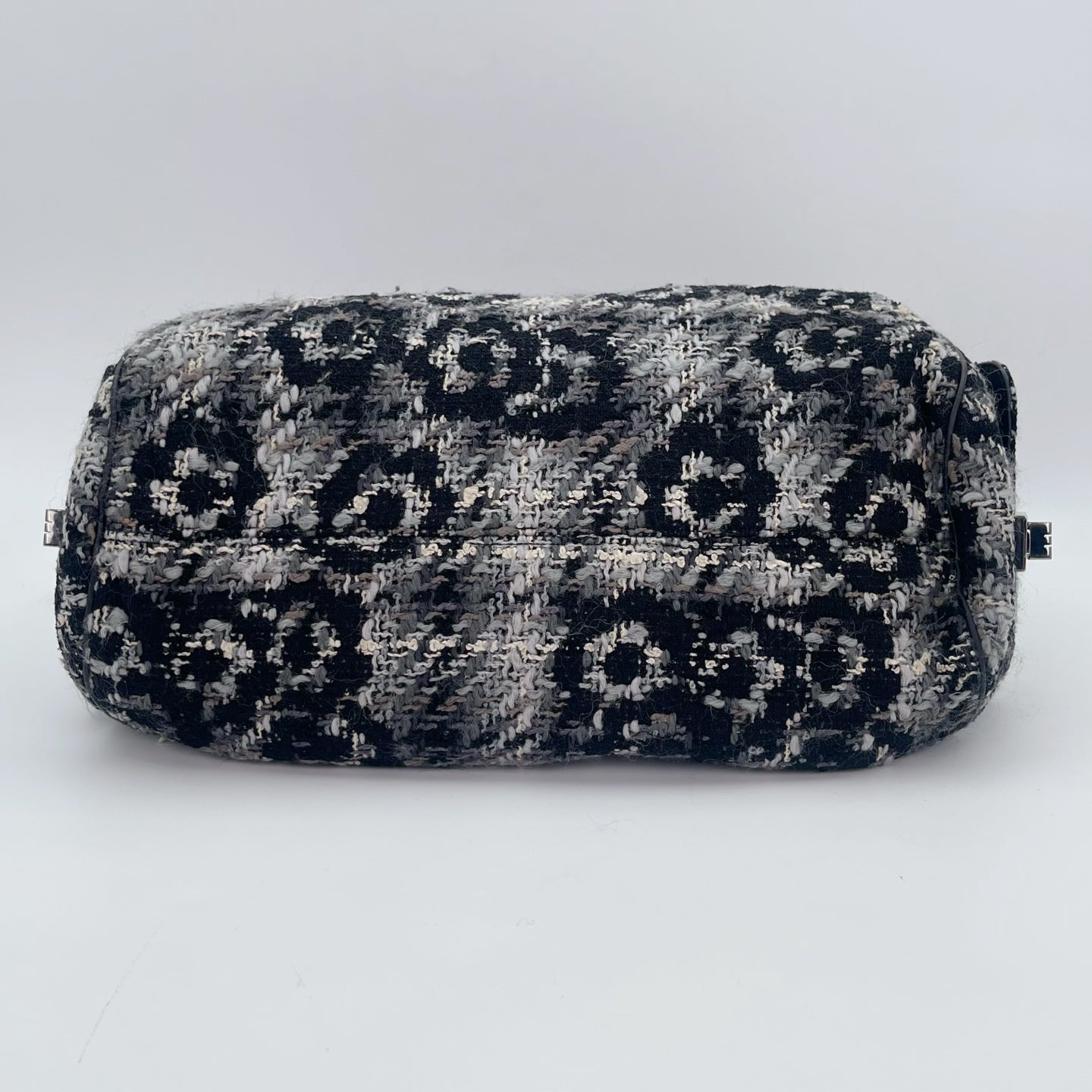 Chanel 2.55 Black & White Floral Tweed Leather Chain Shoulder Bag [Used]