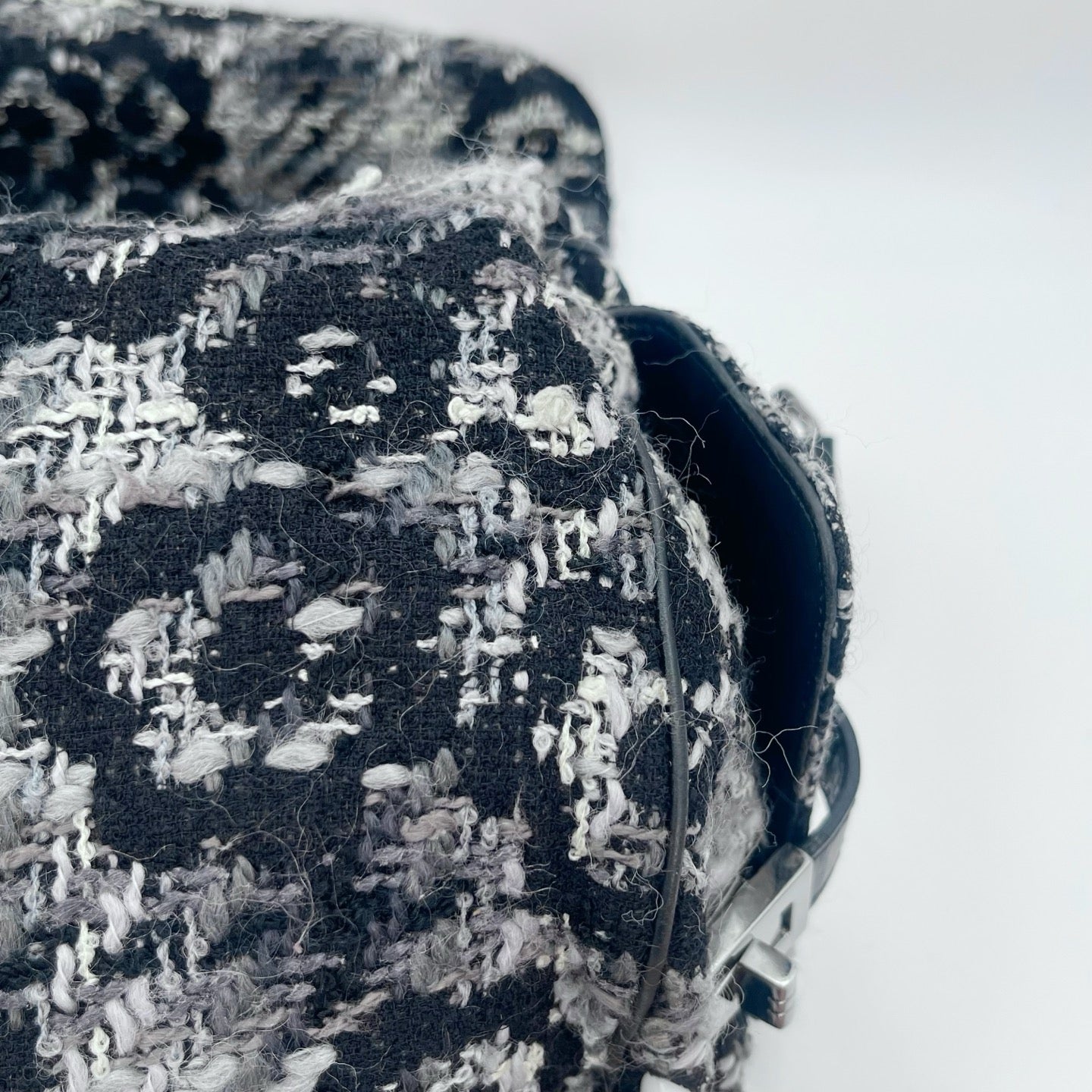 Chanel 2.55 Black & White Floral Tweed Leather Chain Shoulder Bag [Used]