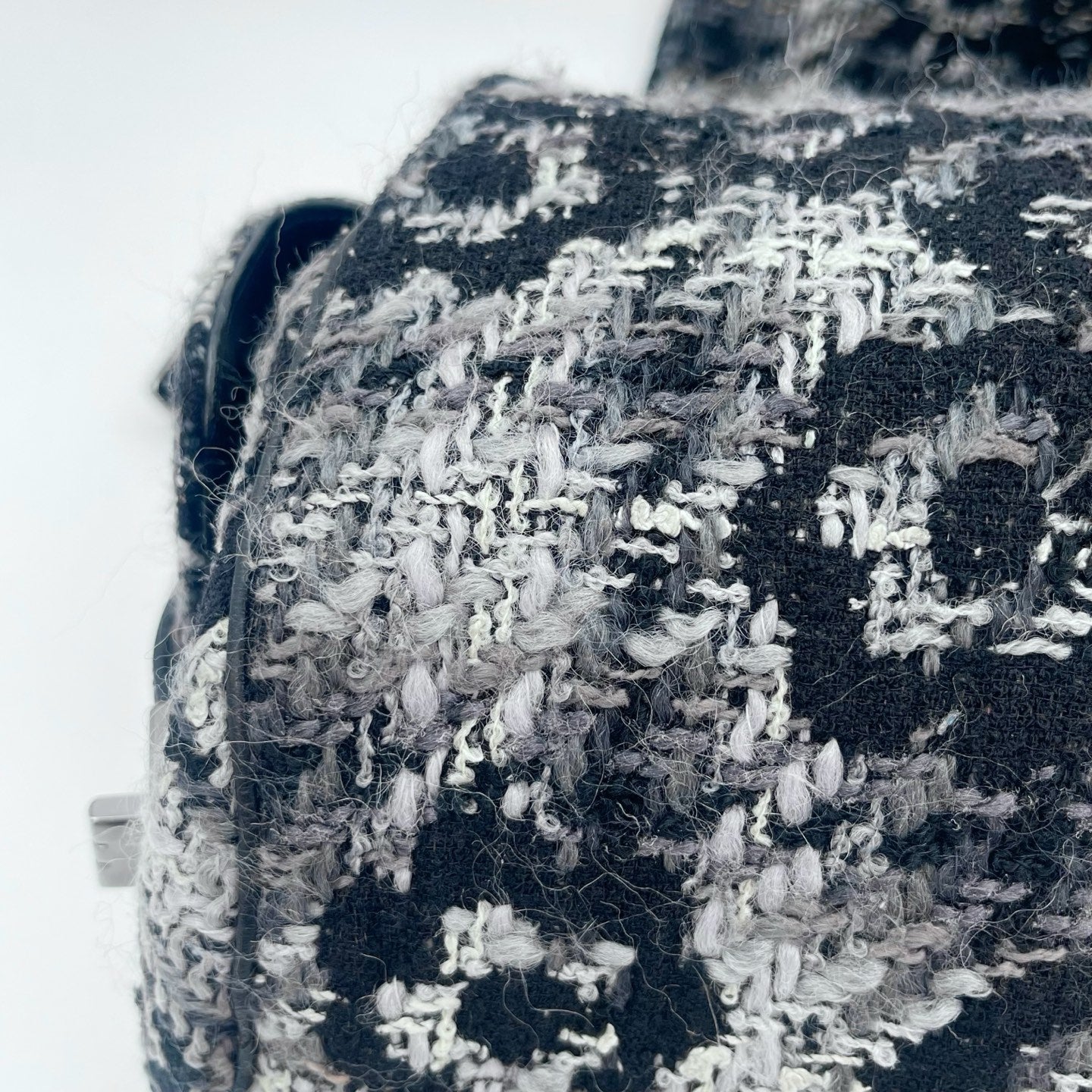 Chanel 2.55 Black & White Floral Tweed Leather Chain Shoulder Bag [Used]