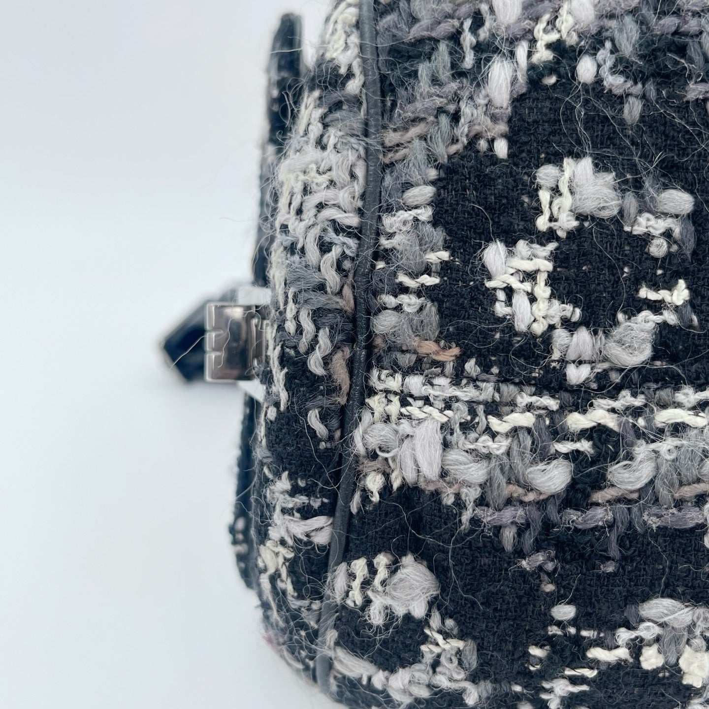 Chanel 2.55 Black & White Floral Tweed Leather Chain Shoulder Bag [Used]