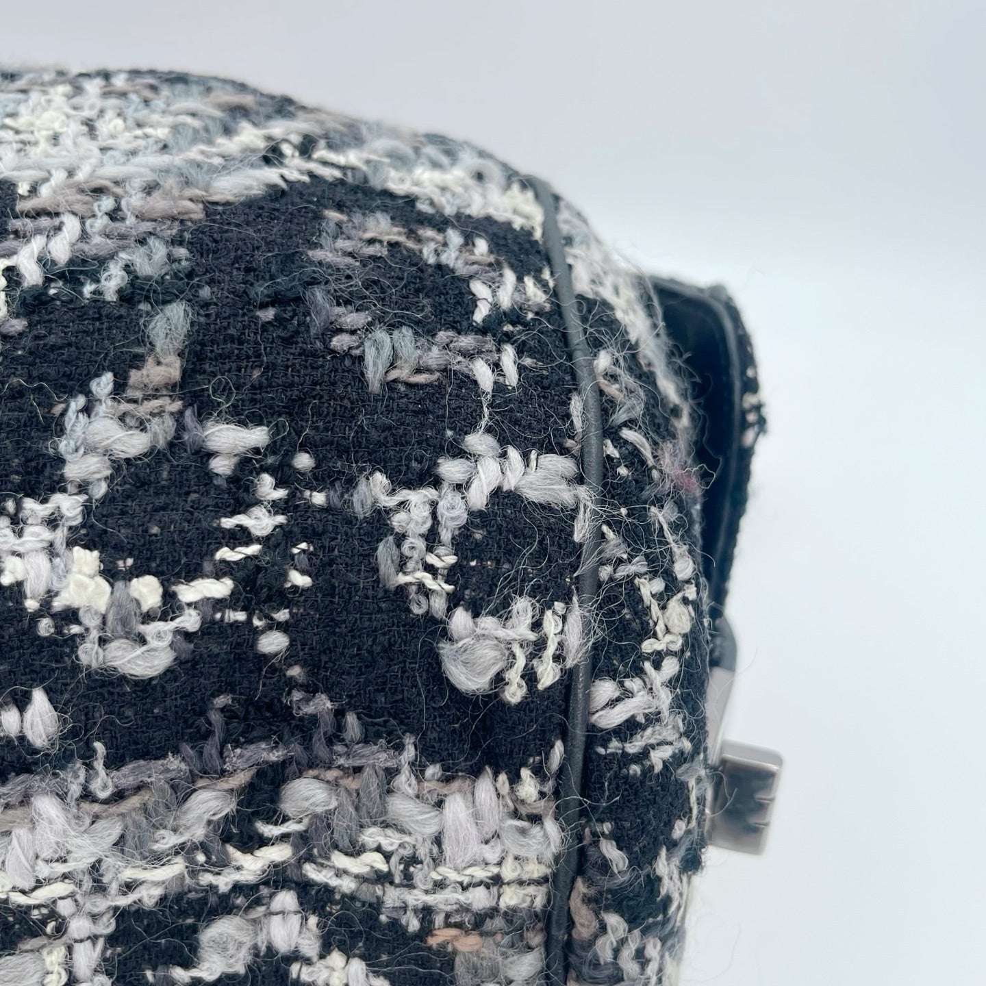 Chanel 2.55 Black & White Floral Tweed Leather Chain Shoulder Bag [Used]