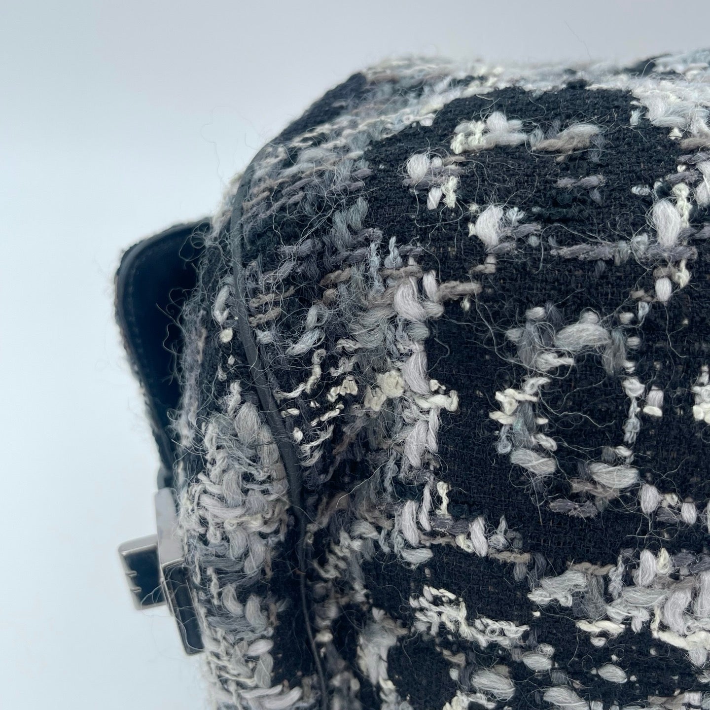 Chanel 2.55 Black & White Floral Tweed Leather Chain Shoulder Bag [Used]