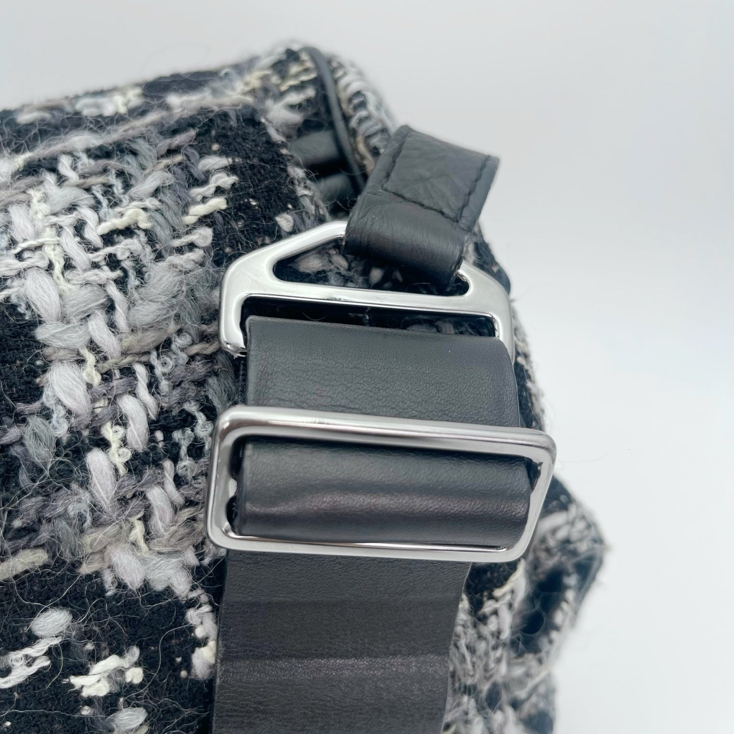 Chanel 2.55 Black & White Floral Tweed Leather Chain Shoulder Bag [Used]