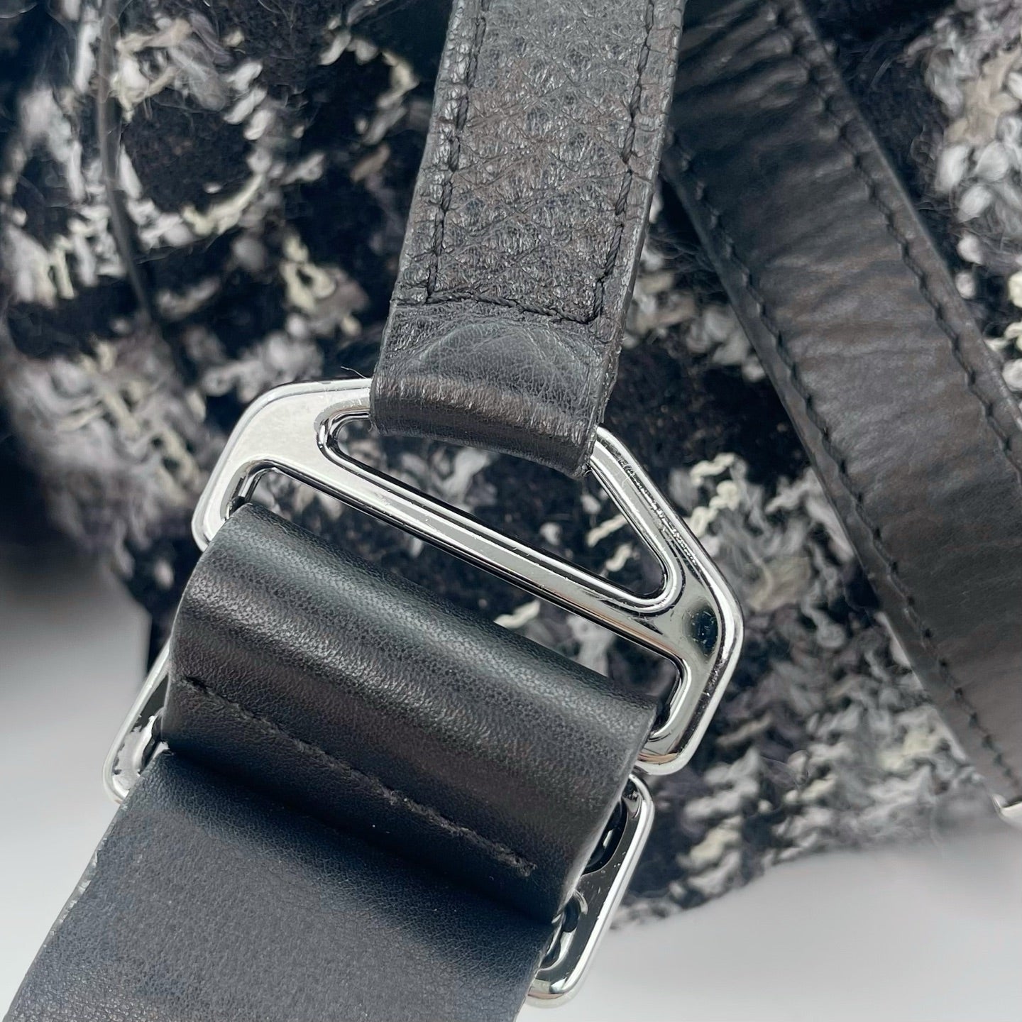 Chanel 2.55 Black & White Floral Tweed Leather Chain Shoulder Bag [Used]